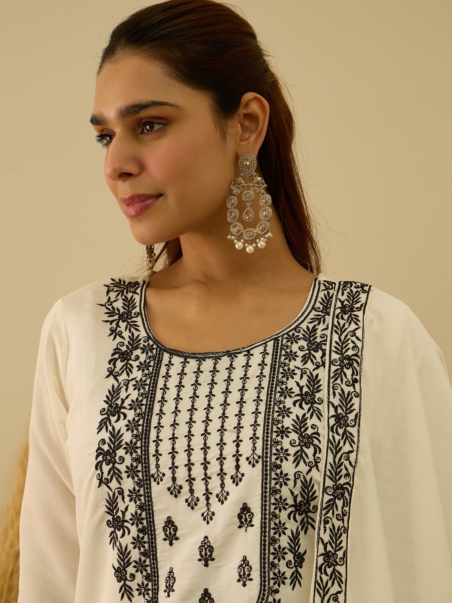 Hansika Women’s Viscose Roman Silk Embroidery Straight Kurta Pant with Dupatta Set