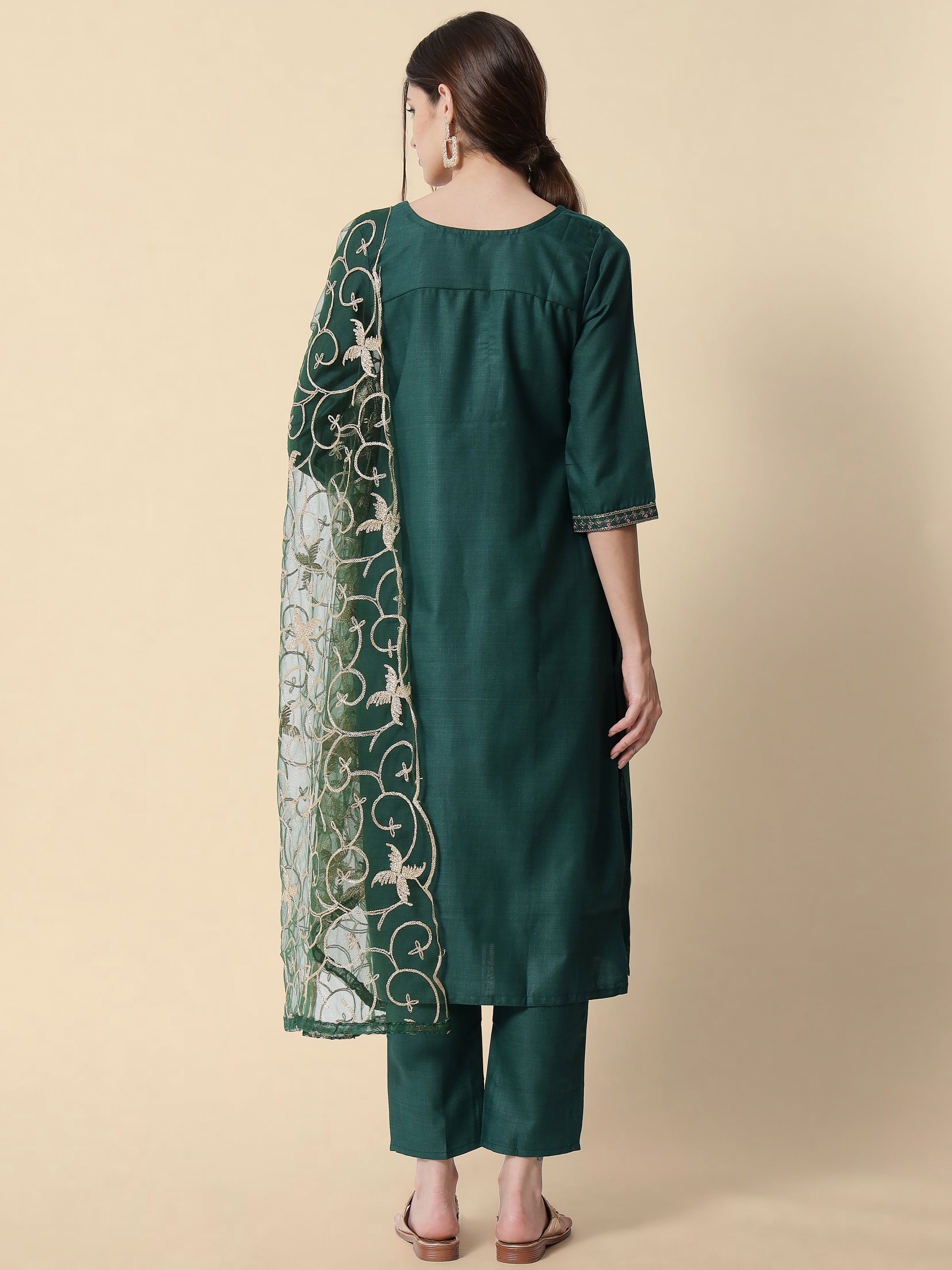 VredeVogel Embroidery Kurta Pant With Net Embroidery Dupatta