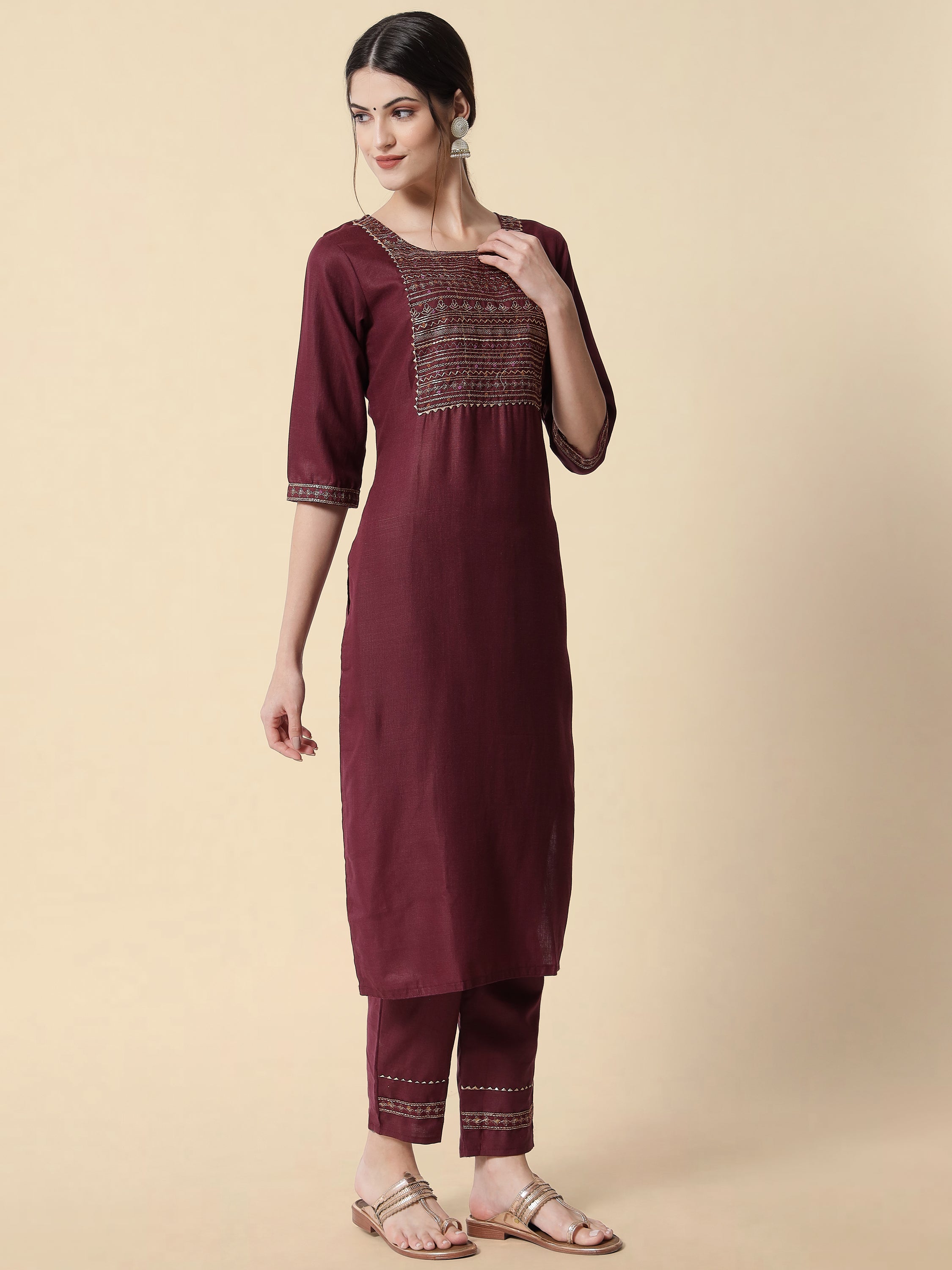 VredeVogel Embroidery Kurta Pant With Net Embroidery Dupatta