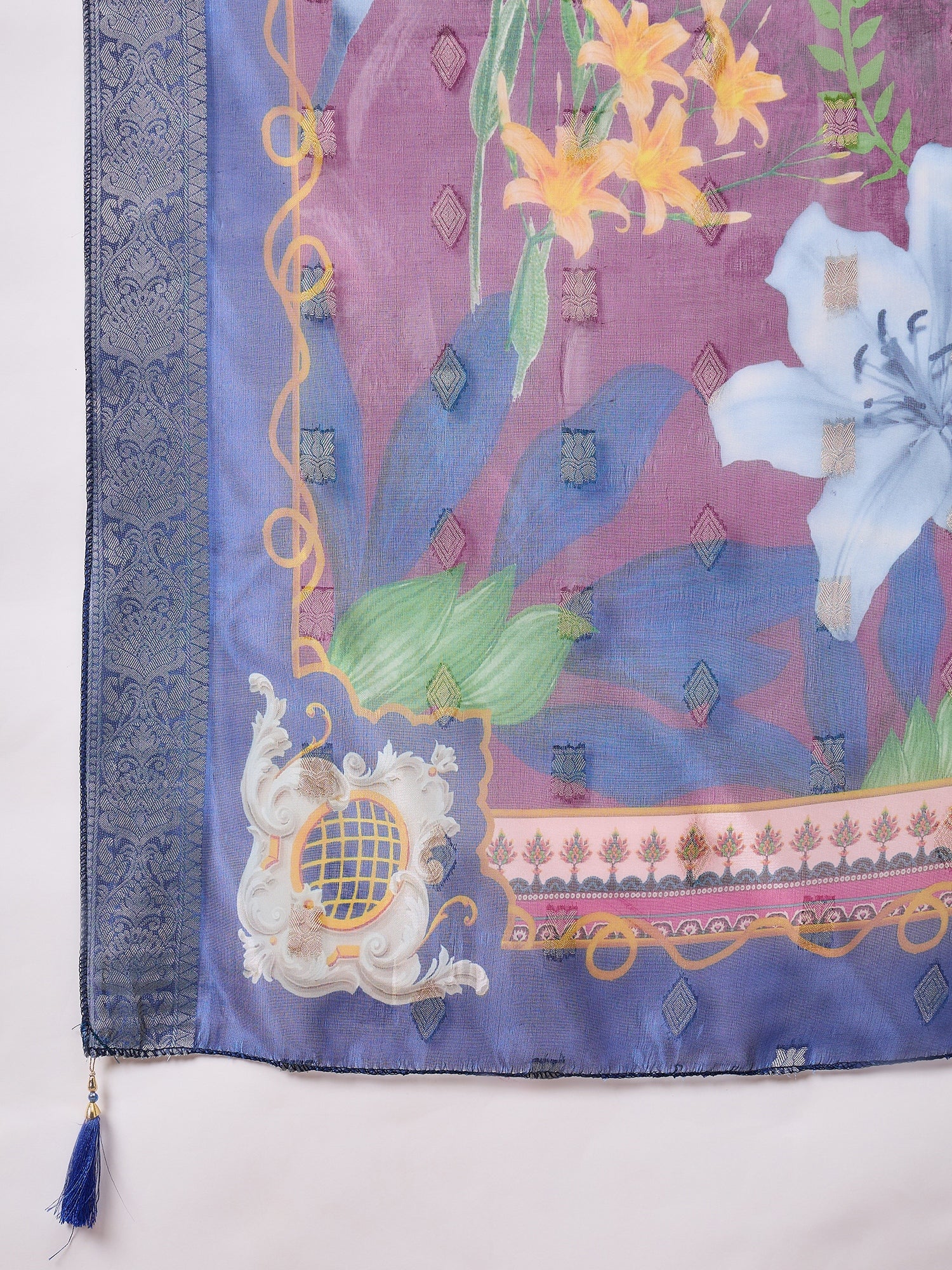 RajRani Purple Women Silk Blend Kurta and Trousers Pant Set