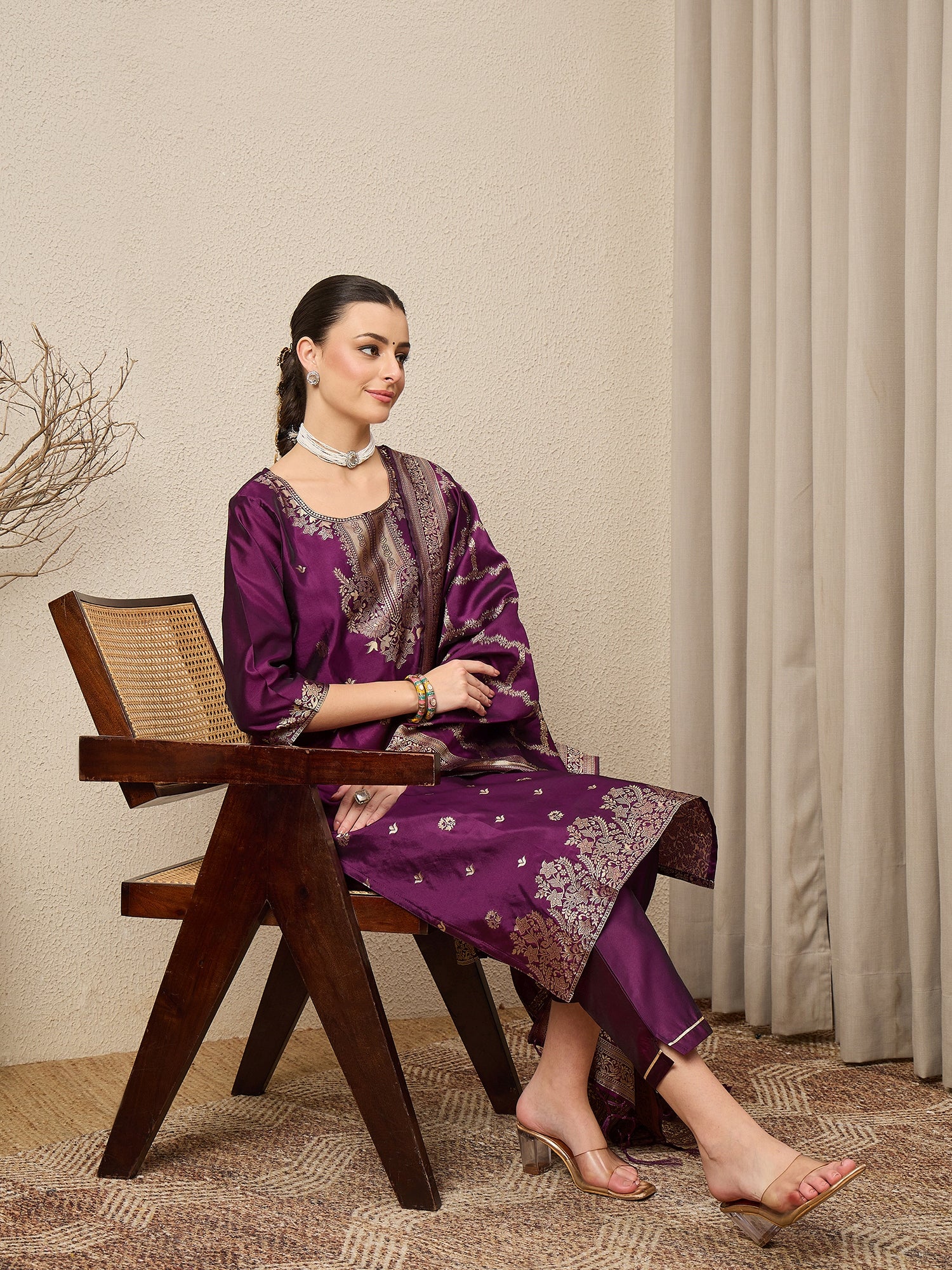 Divyaa Elegant Cotton Silk Kurta Set with Zari Work Ready to Wear Ethnic Outfit for Women