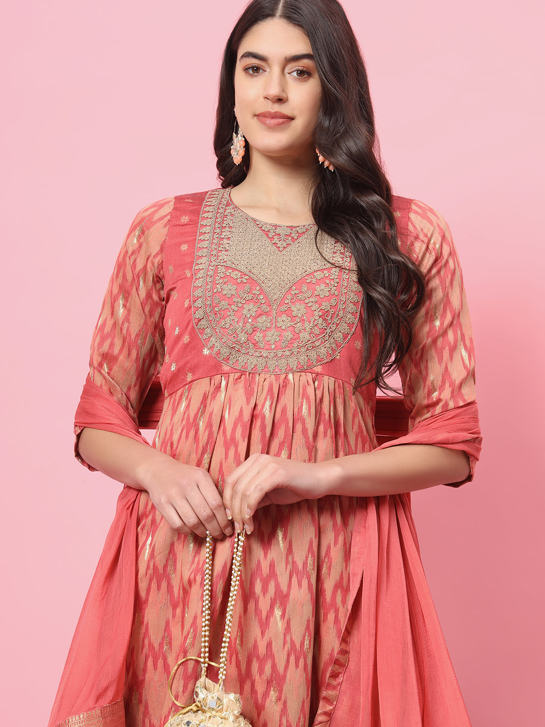 VredeVogel Flared Kurta and Trousers Pant Set Cotton Silk Blend