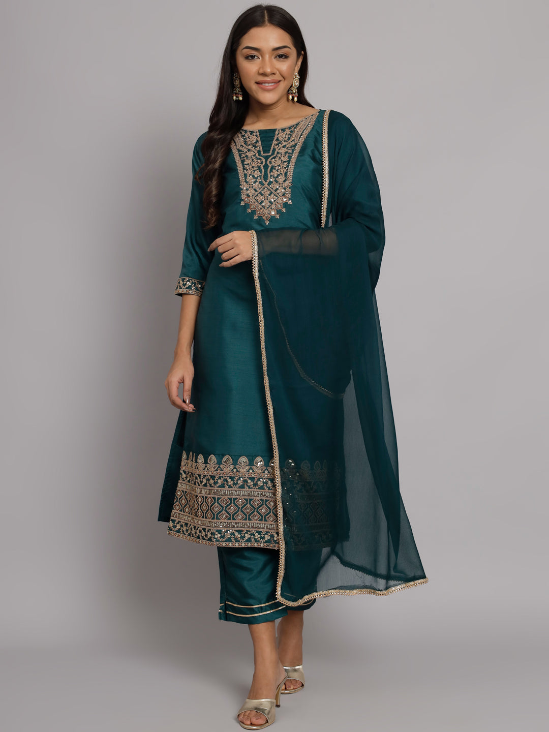 VredeVogel Silk Blend Heavy Zari Work Kurta and Trousers Pant Set