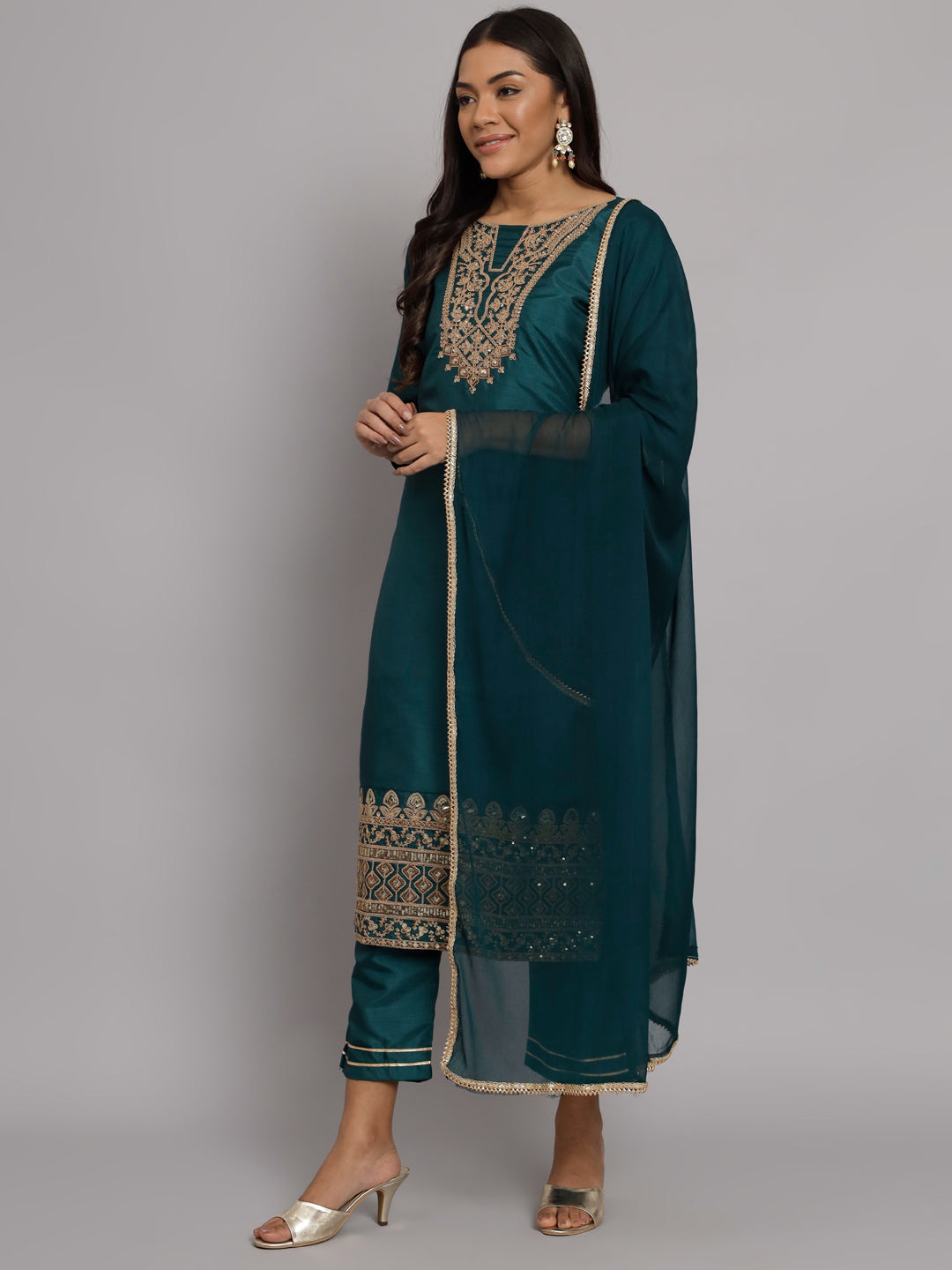 VredeVogel Silk Blend Heavy Zari Work Kurta and Trousers Pant Set