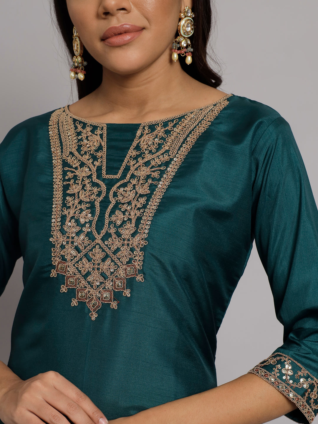 VredeVogel Silk Blend Heavy Zari Work Kurta and Trousers Pant Set