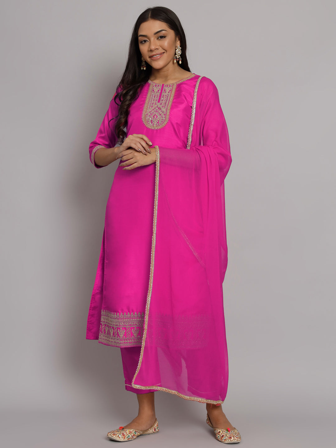 VredeVogel Silk Blend Heavy Zari Work Kurta and Trousers Pant Set