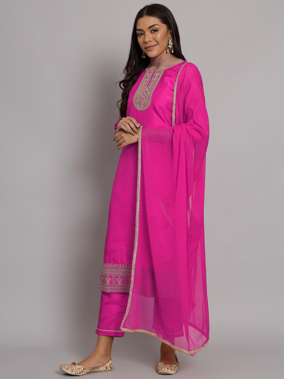 VredeVogel Silk Blend Heavy Zari Work Kurta and Trousers Pant Set