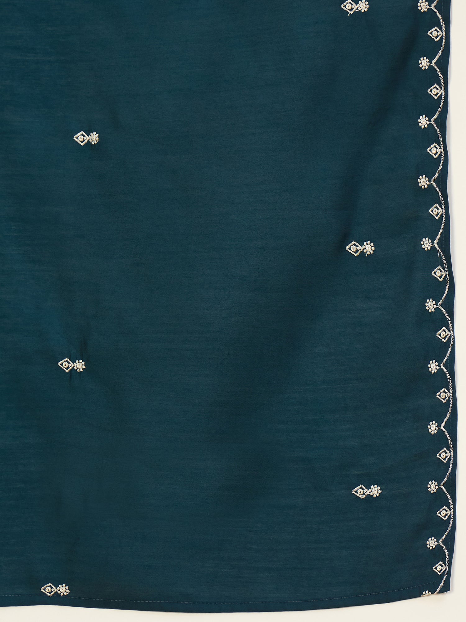 Dhanvi Women's Teal Blue Festive Embroidered Straight Kurta Set