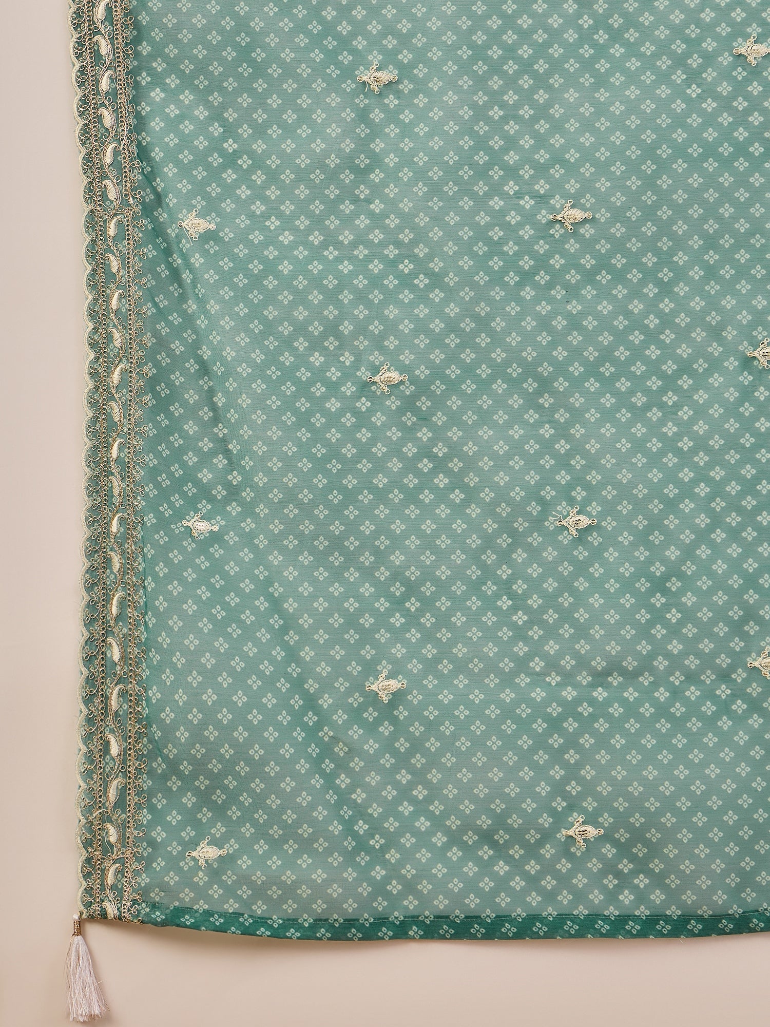 Rahi Teal Embroidered Silk Blend Straight Suit With Dupatta