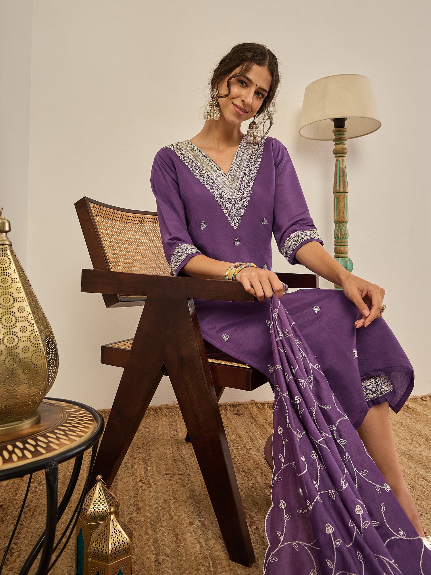 Swarnika Elegant Silk Blend Kurta Set with Chanderi Dupatta Ready to Wear Embroidered Party Wear Outfit