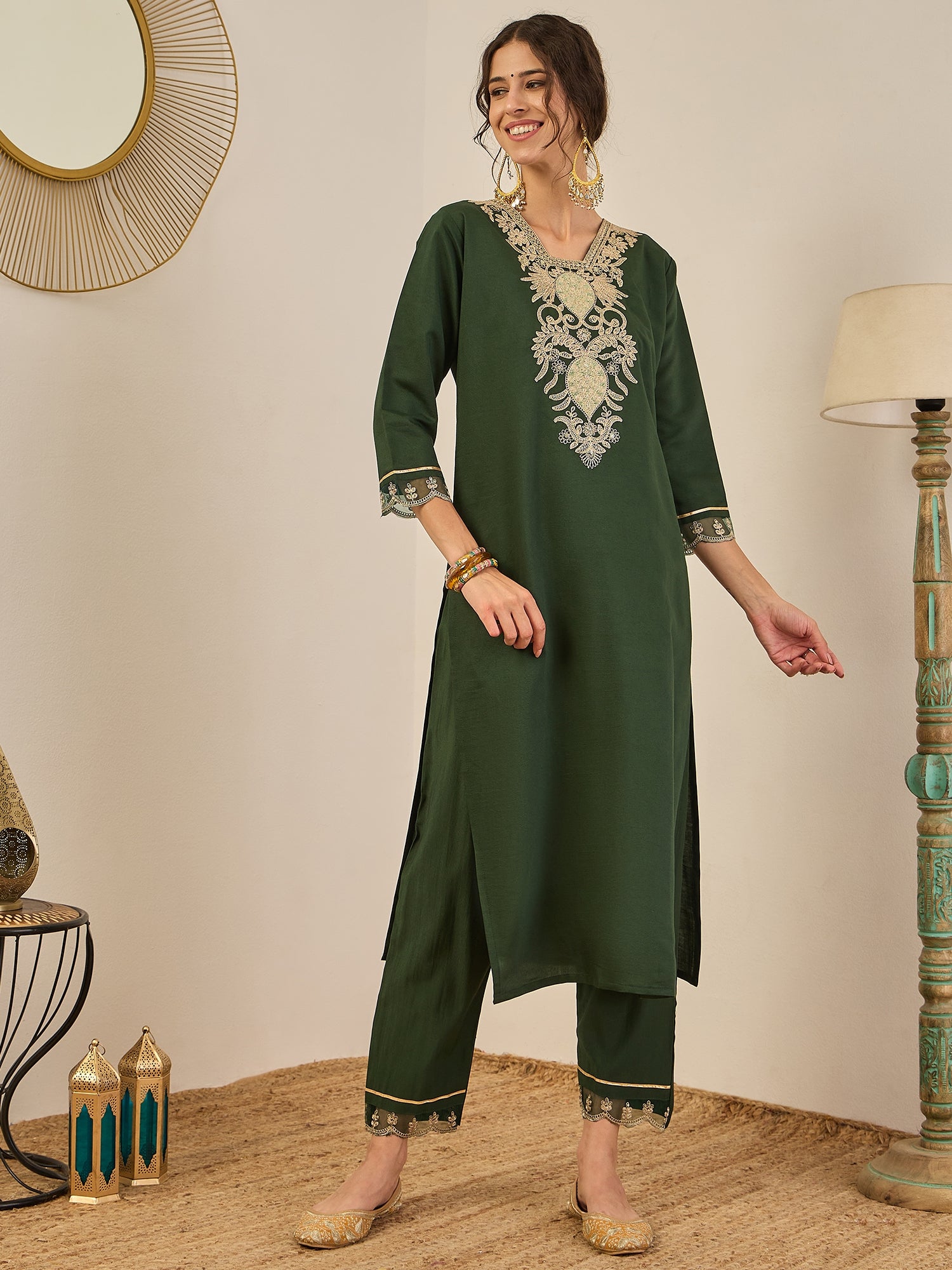 Dhaaga-e-Dil Women's Ready to Wear Viscose Rayon Silk Kurta Set Lightweight Soft Stylish Ethnic Outfit