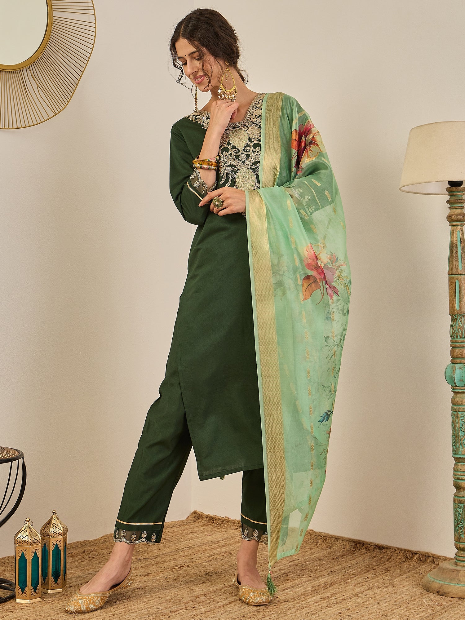 Dhaaga-e-Dil Women's Ready to Wear Viscose Rayon Silk Kurta Set Lightweight Soft Stylish Ethnic Outfit