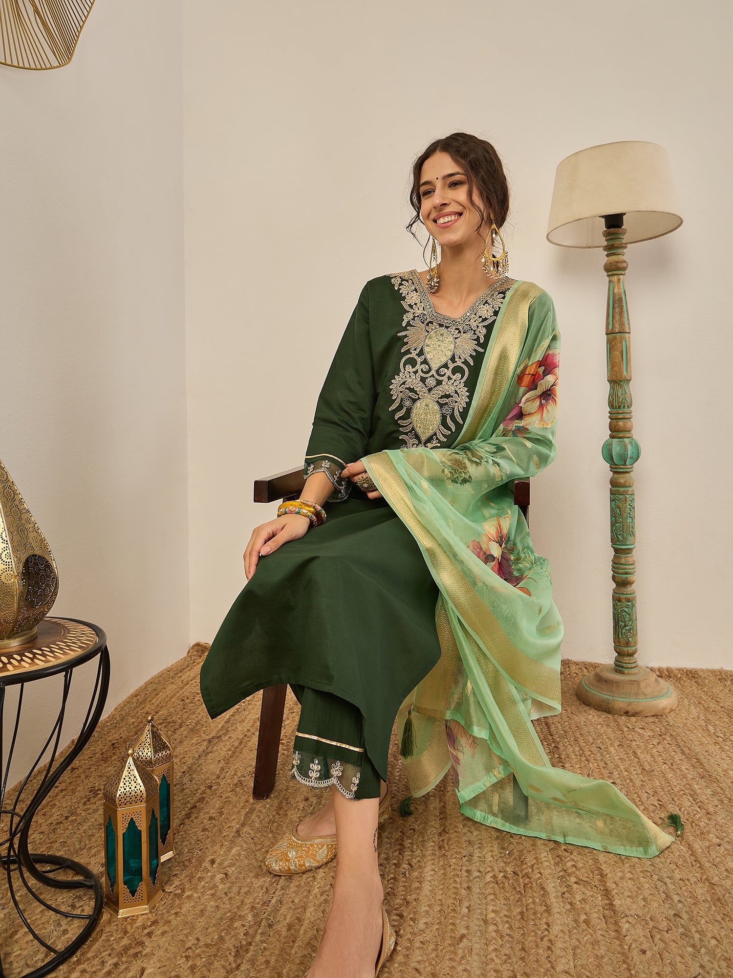 Dhaaga-e-Dil Women's Ready to Wear Viscose Rayon Silk Kurta Set Lightweight Soft Stylish Ethnic Outfit