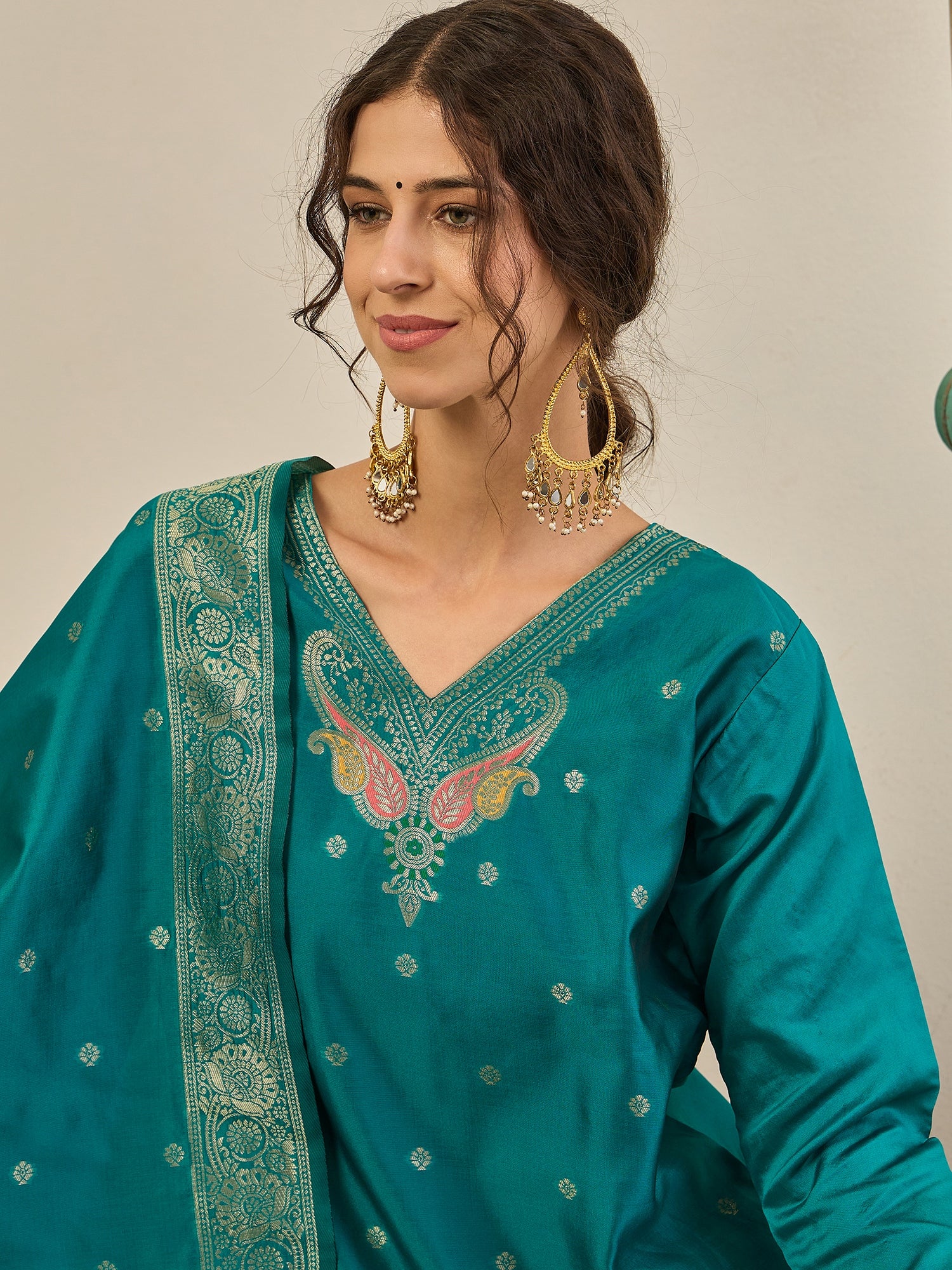 Gulnaar Cotton Silk Kurta Set with Banarasi Minakari Dupatta Zari Work Ready to Wear Elegance