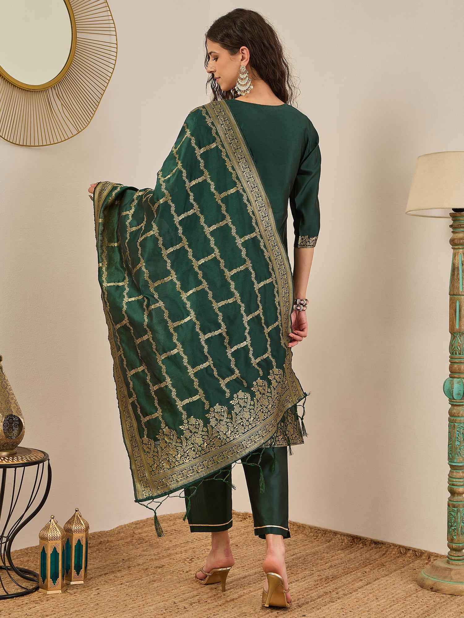 Divyaa Elegant Cotton Silk Kurta Set with Zari Work Ready to Wear Ethnic Outfit for Women