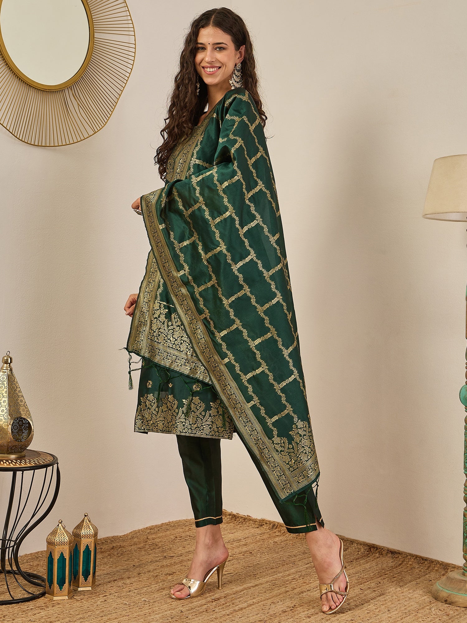 Divyaa Elegant Cotton Silk Kurta Set with Zari Work Ready to Wear Ethnic Outfit for Women