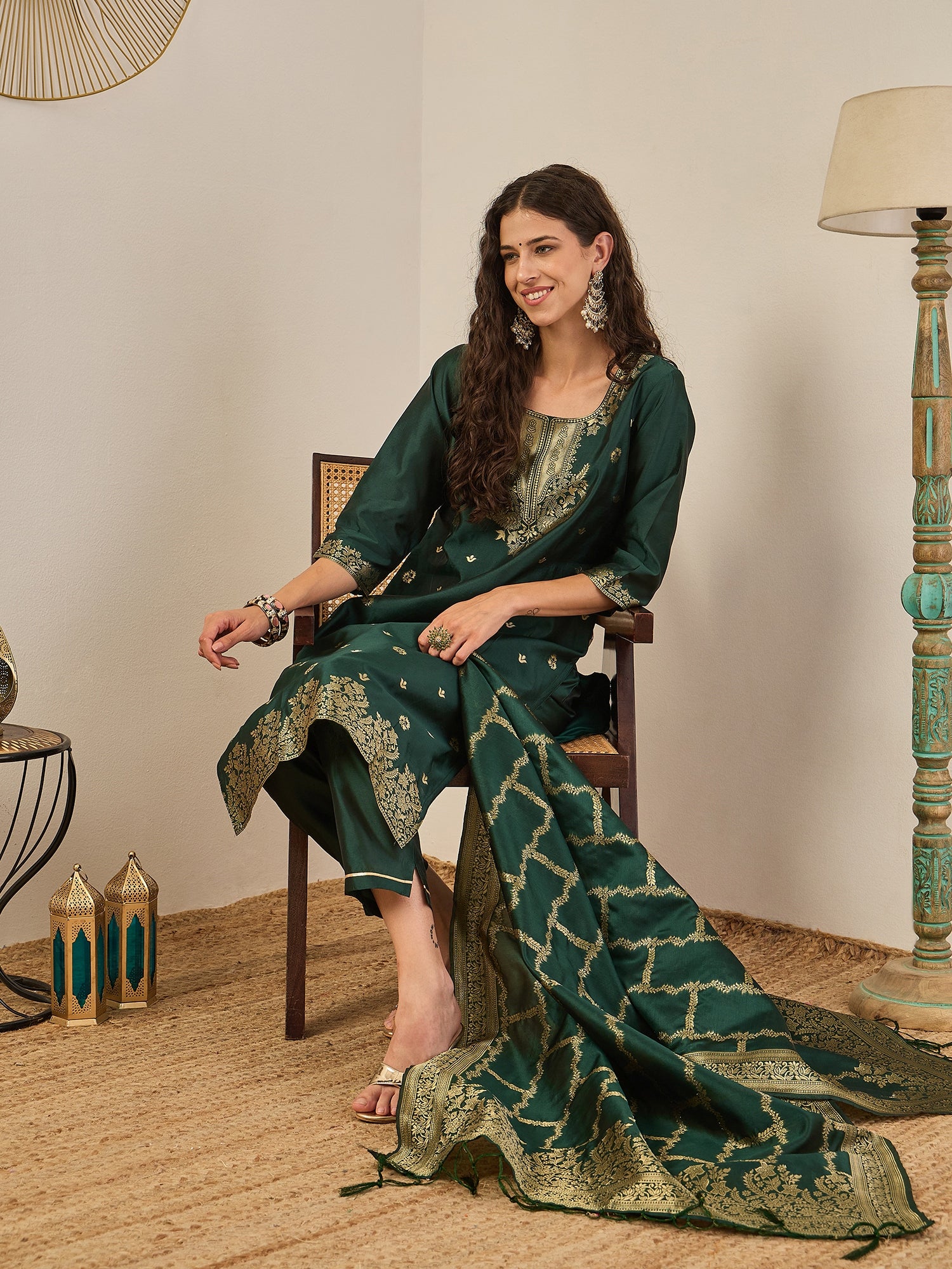 Divyaa Elegant Cotton Silk Kurta Set with Zari Work Ready to Wear Ethnic Outfit for Women