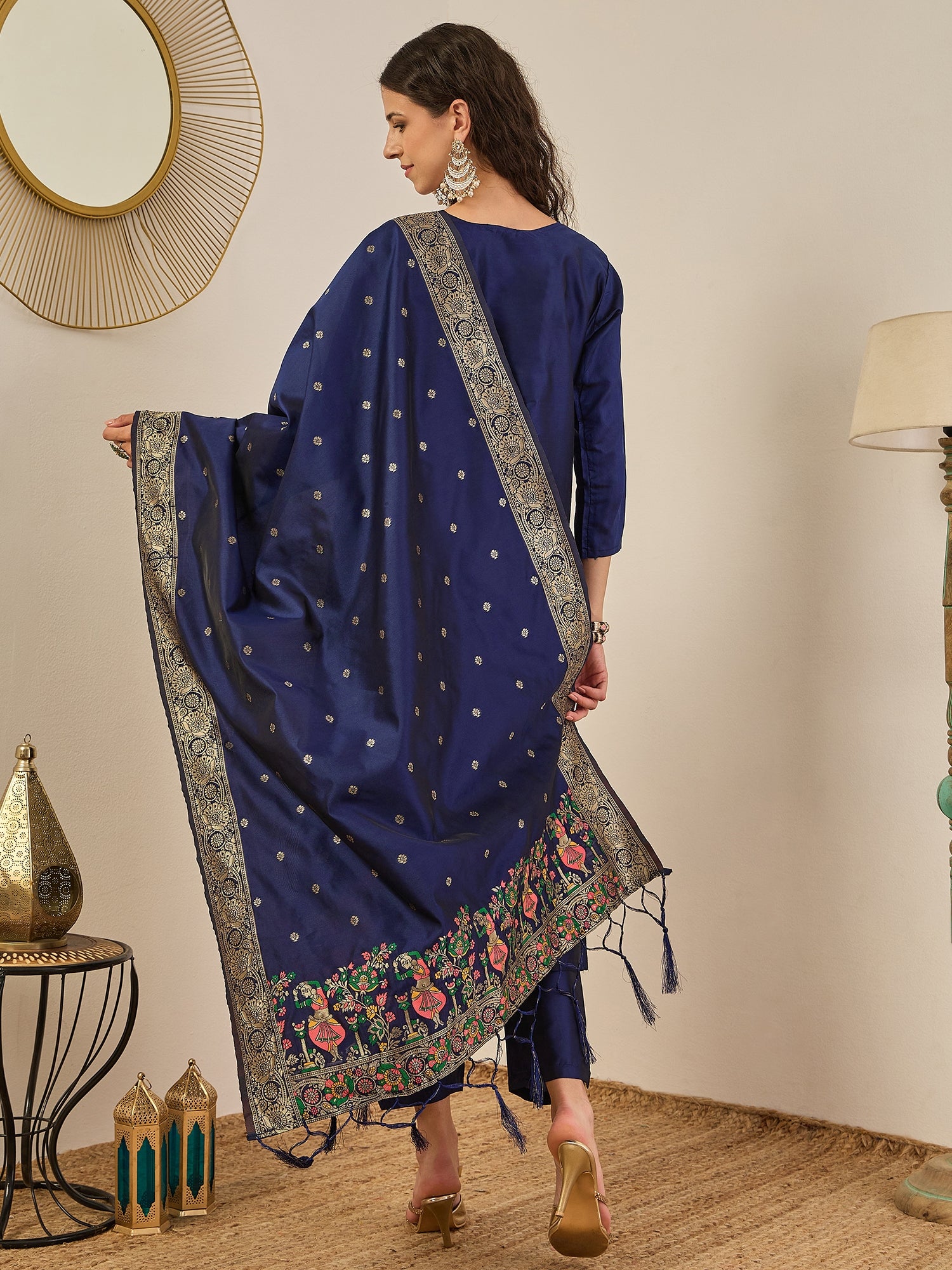 Gulnaar Cotton Silk Kurta Set with Banarasi Minakari Dupatta Zari Work Ready to Wear Elegance
