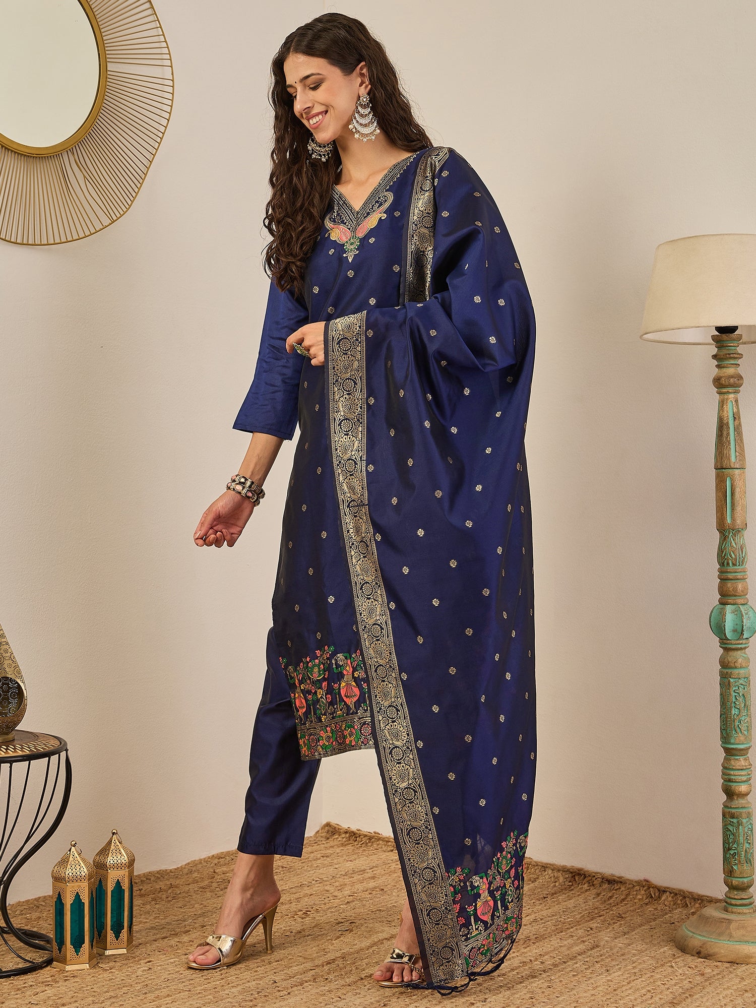 Gulnaar Cotton Silk Kurta Set with Banarasi Minakari Dupatta Zari Work Ready to Wear Elegance