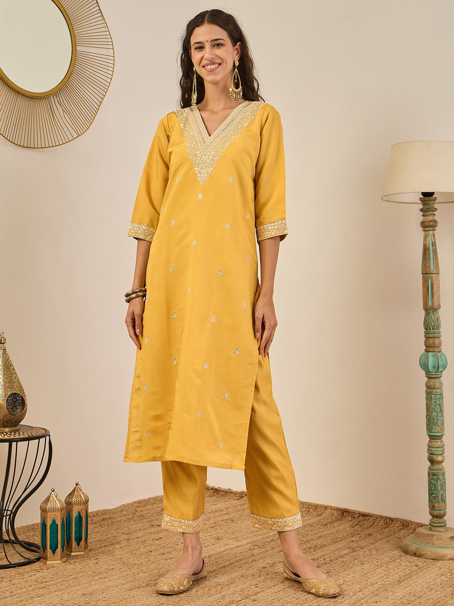 Swarnika Elegant Silk Blend Kurta Set with Chanderi Dupatta Ready to Wear Embroidered Party Wear Outfit