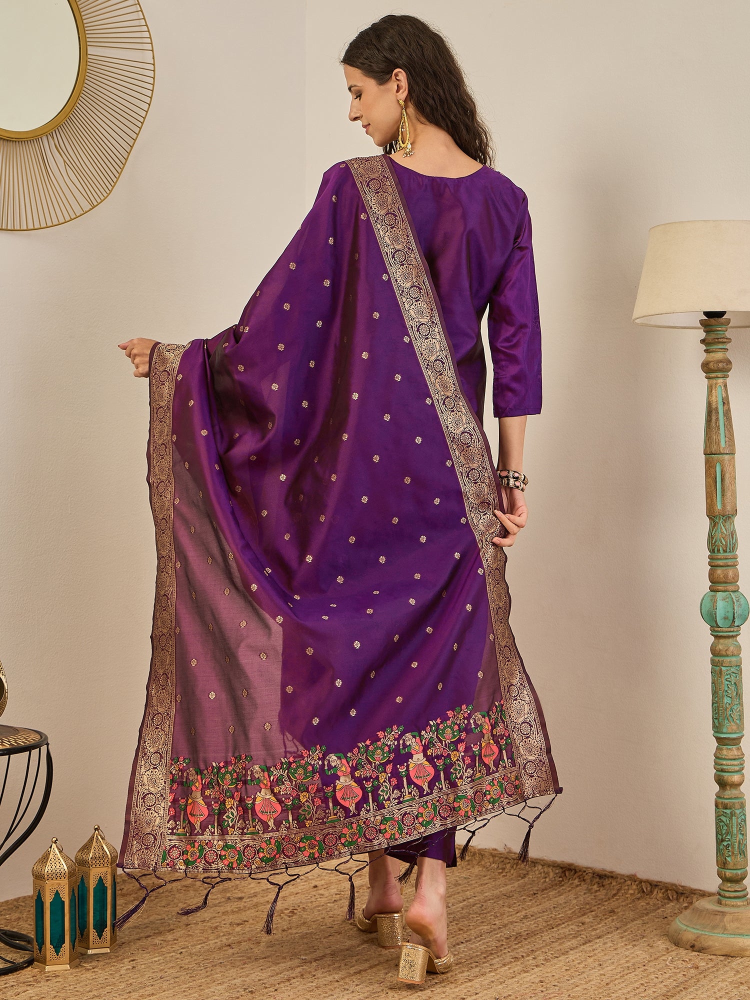 Gulnaar Cotton Silk Kurta Set with Banarasi Minakari Dupatta Zari Work Ready to Wear Elegance
