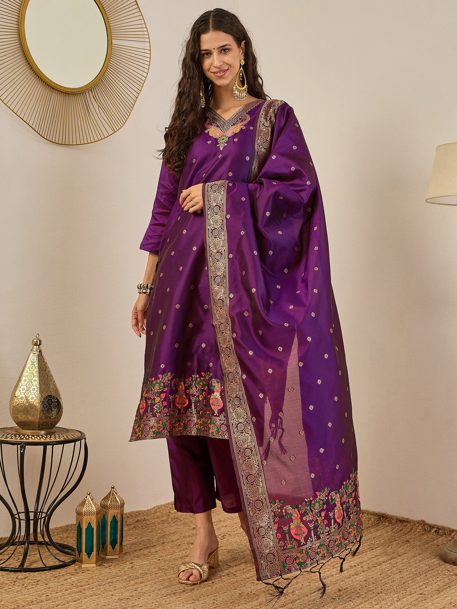 Gulnaar Cotton Silk Kurta Set with Banarasi Minakari Dupatta Zari Work Ready to Wear Elegance