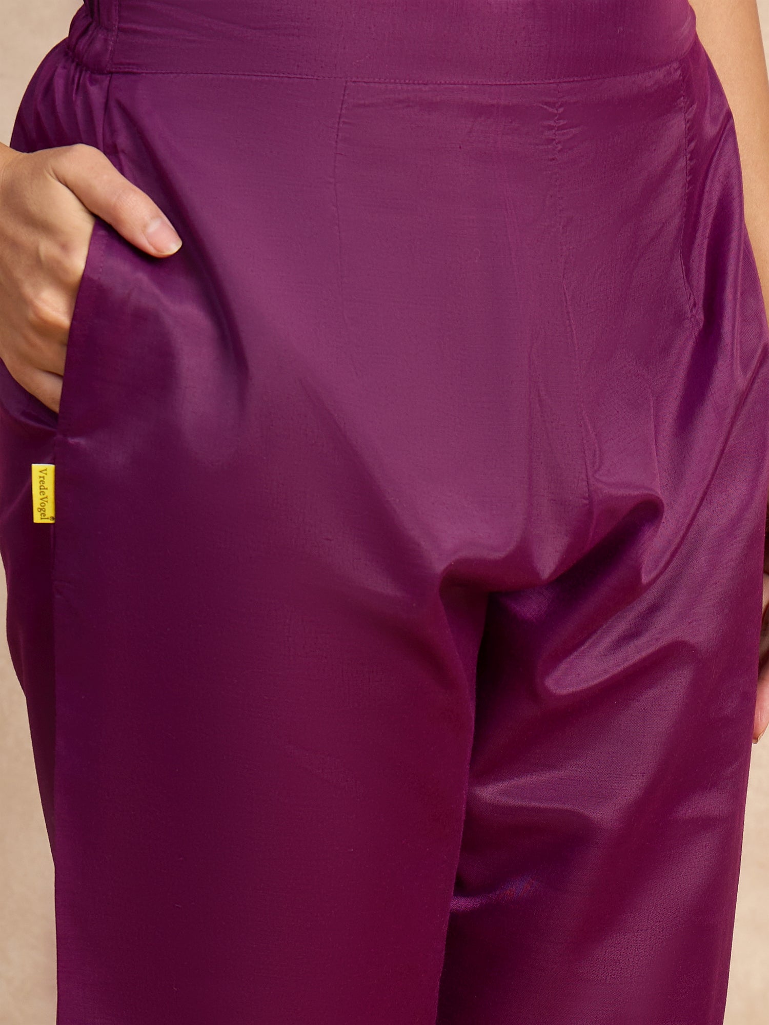 Paneri Purple Women's Silk Blend Banarasi Jacquard Zari Woven Straight Kurta Pant with Dupatta Set