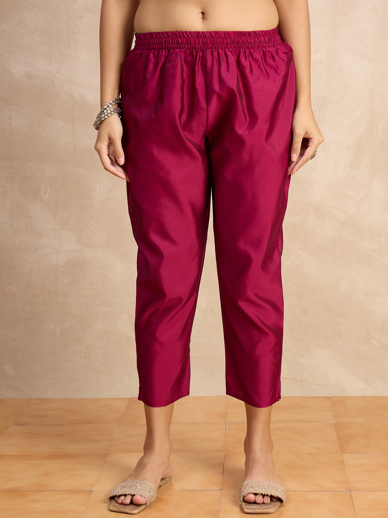 Aakar Purple Women's Silk Blend Embroidery Kurta Pant Set with Dupatta