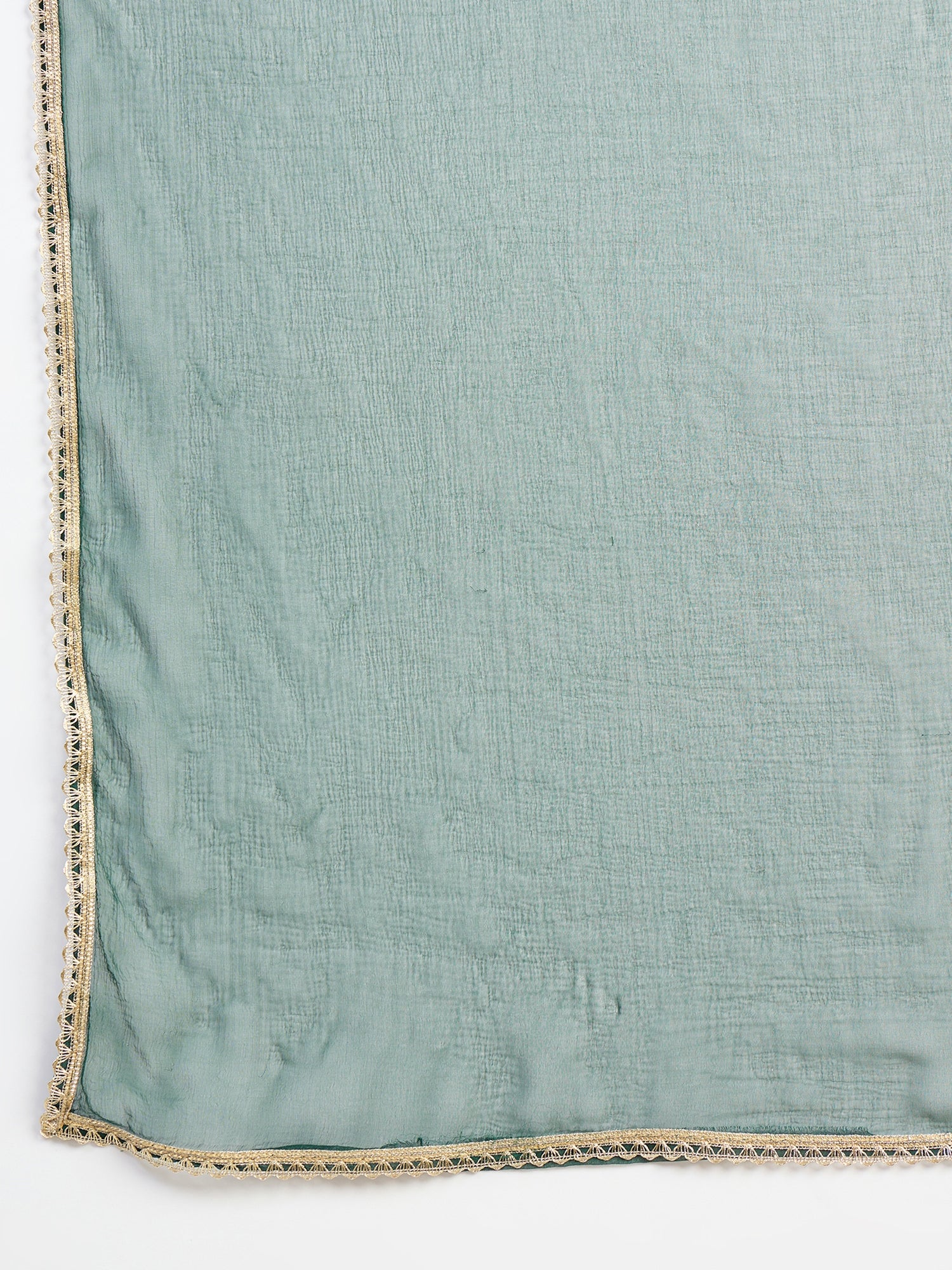 Aakar Green Women's Silk Blend Embroidery Kurta Pant Set with Dupatta