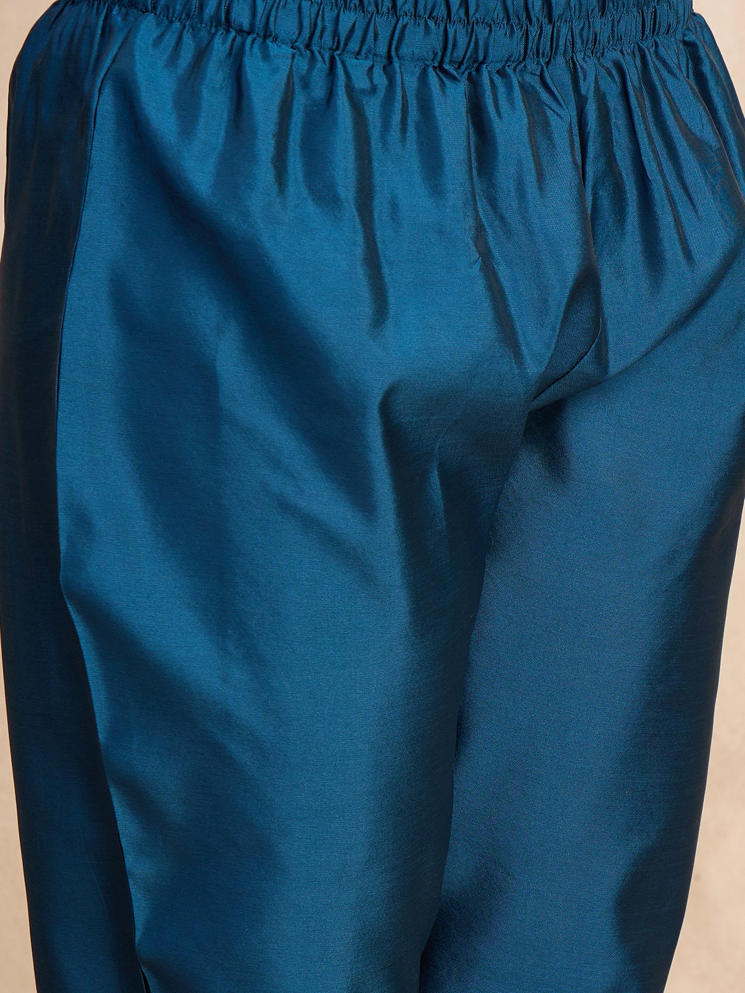 Aakar Teal Women's Silk Blend Embroidery Kurta Pant Set with Dupatta