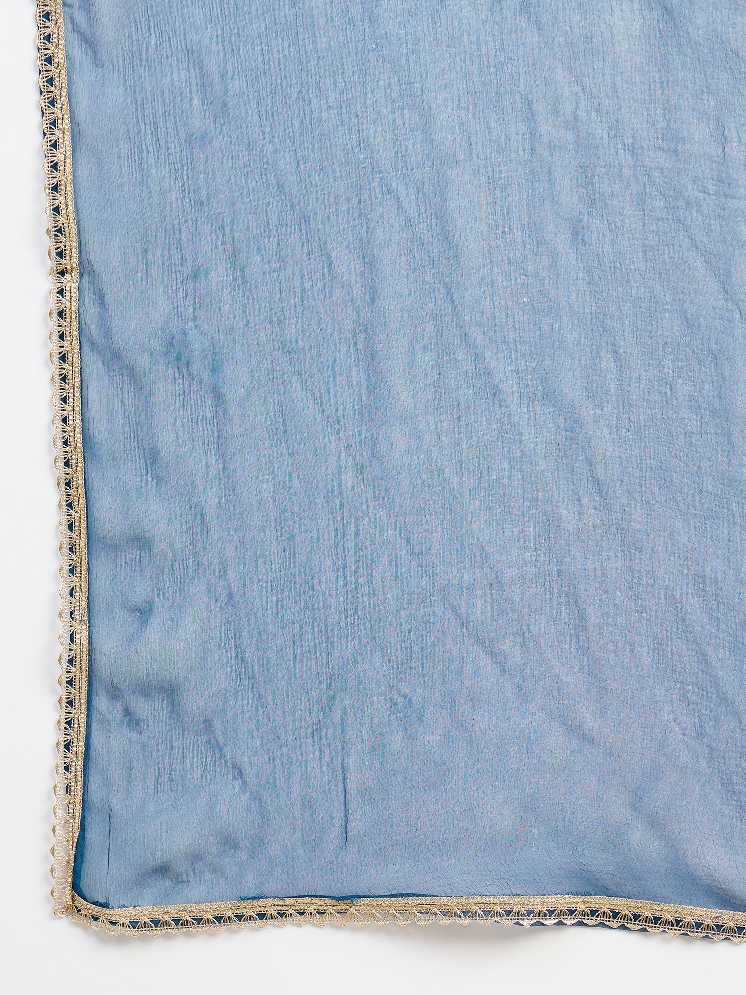 Aakar Teal Women's Silk Blend Embroidery Kurta Pant Set with Dupatta