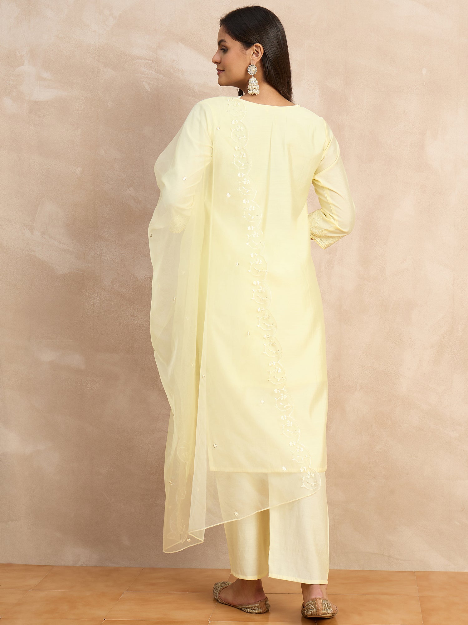 Tanya Silk Blend Women Embroidered Kurta And Pant Set With Dupatta