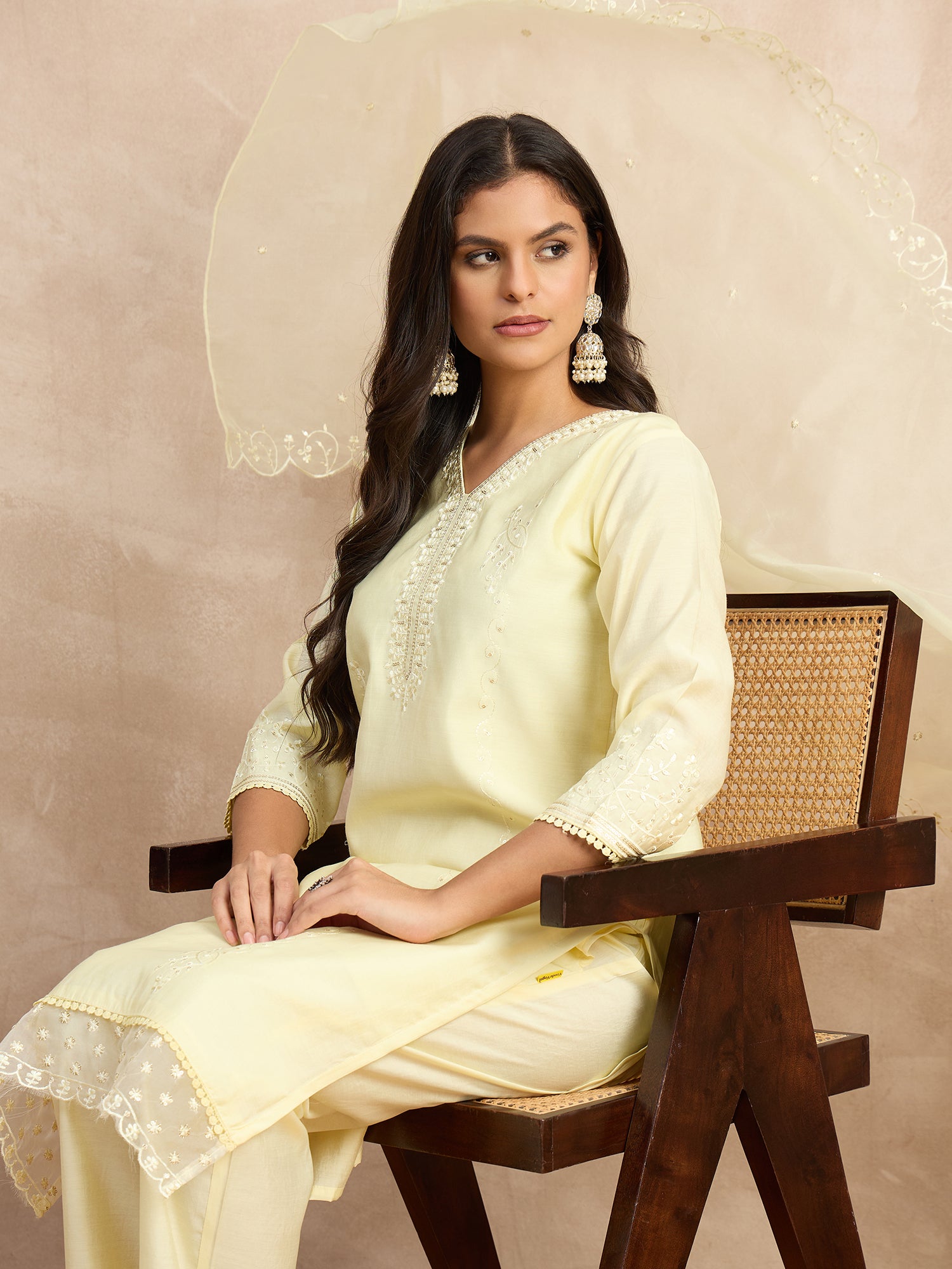 Tanya Silk Blend Women Embroidered Kurta And Pant Set With Dupatta