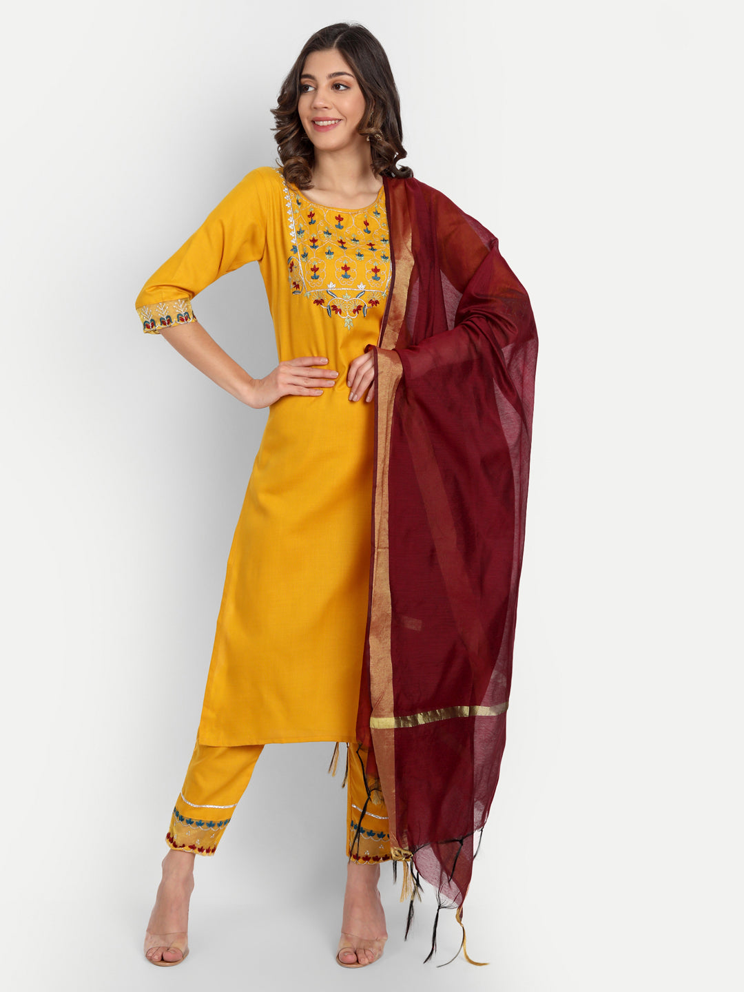 VredeVogel  Women Kurta and Trousers Pant Set Cotton Blend