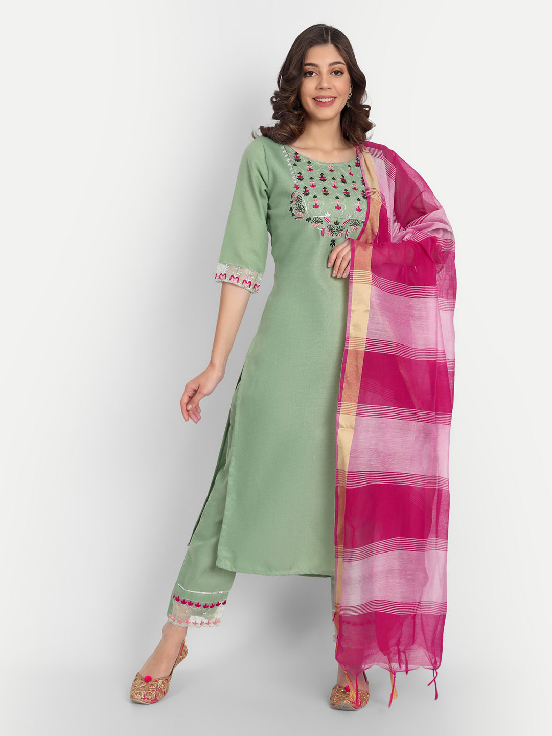 VredeVogel  Women Kurta and Trousers Pant Set Cotton Blend