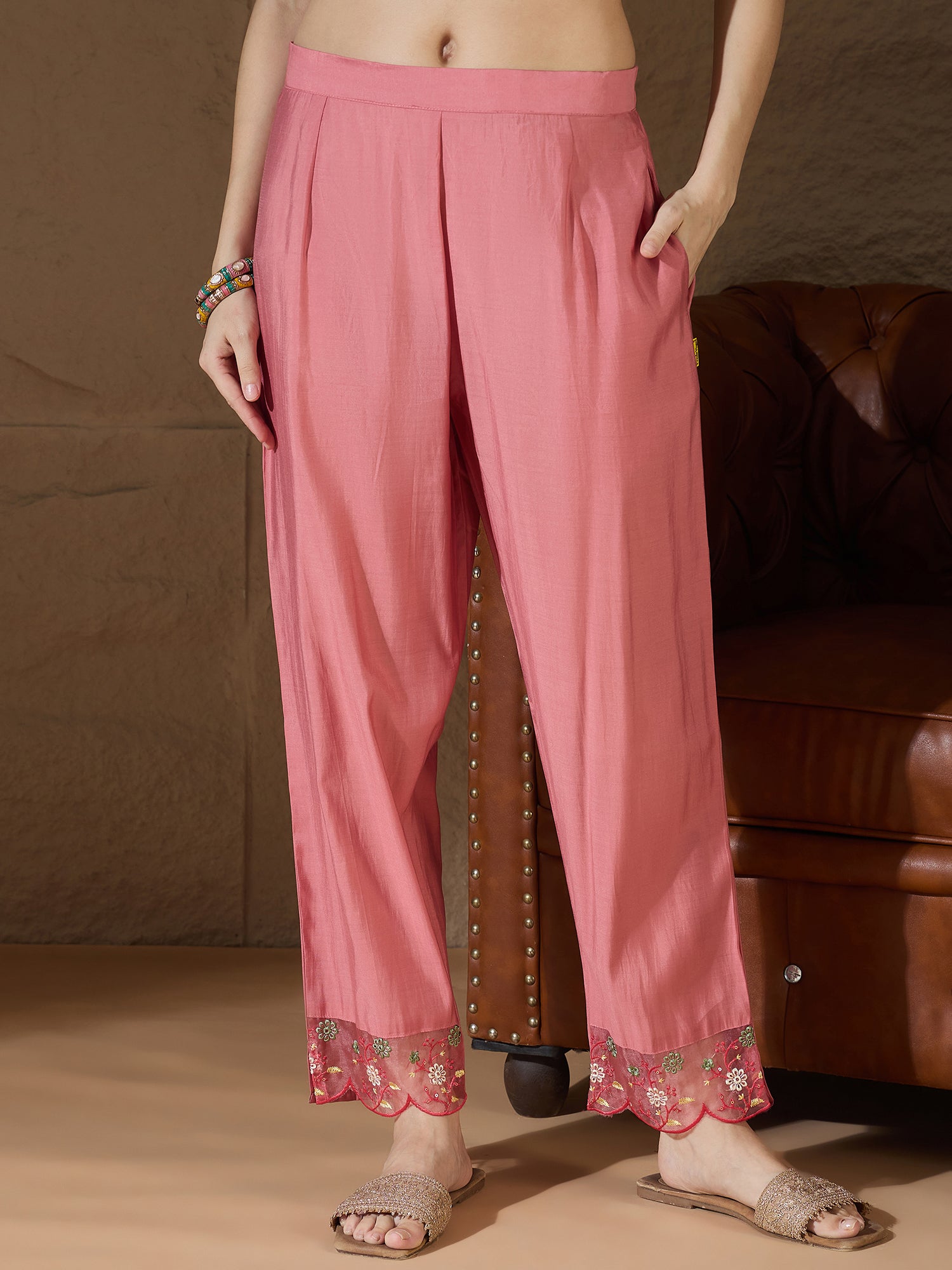 Simran Silk Blend Embroidered Design Straight Kurta suits