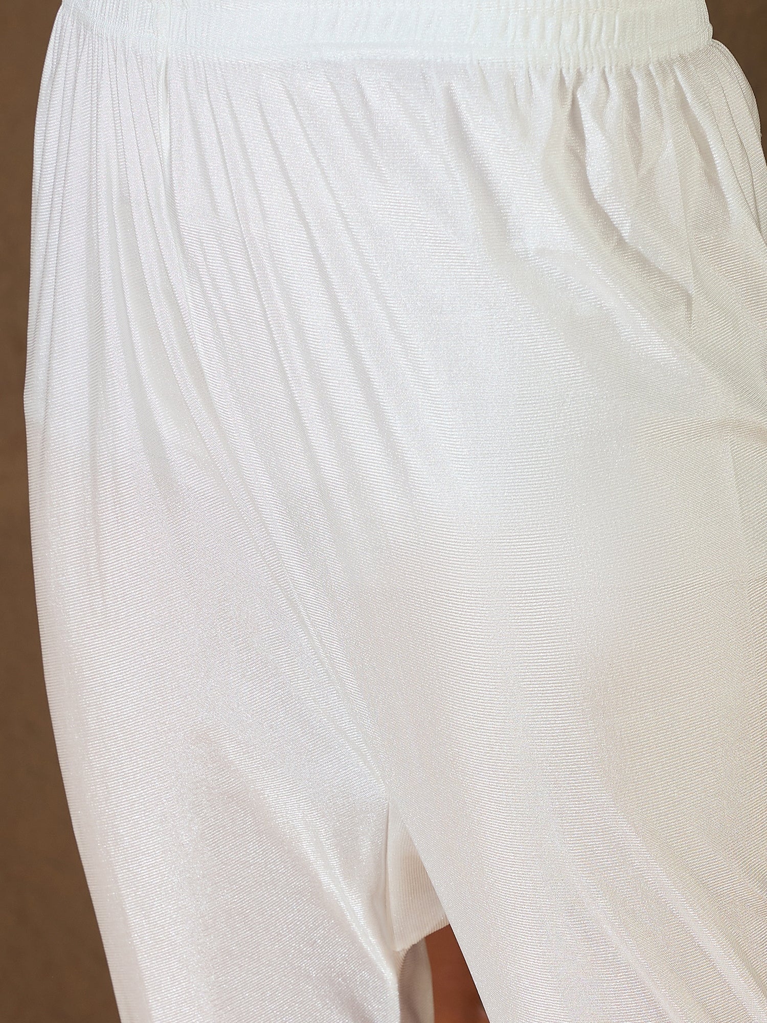 Neelangi Off white Women Kurta and Leggings Duppata Set Chanderi Modal Butti