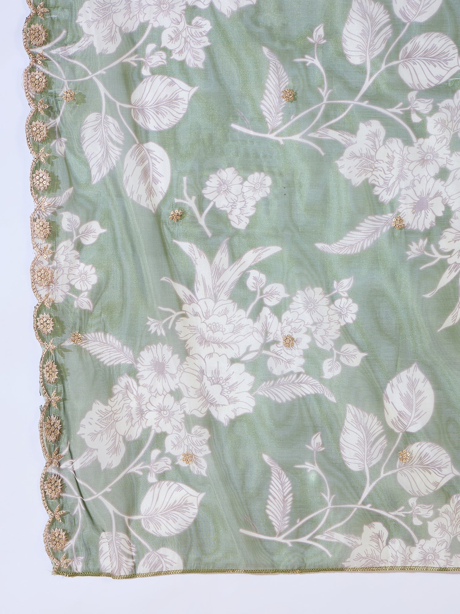 Pavani Charm Mehndi Yoke Design Silk Blend Straight Suit With Dupatta