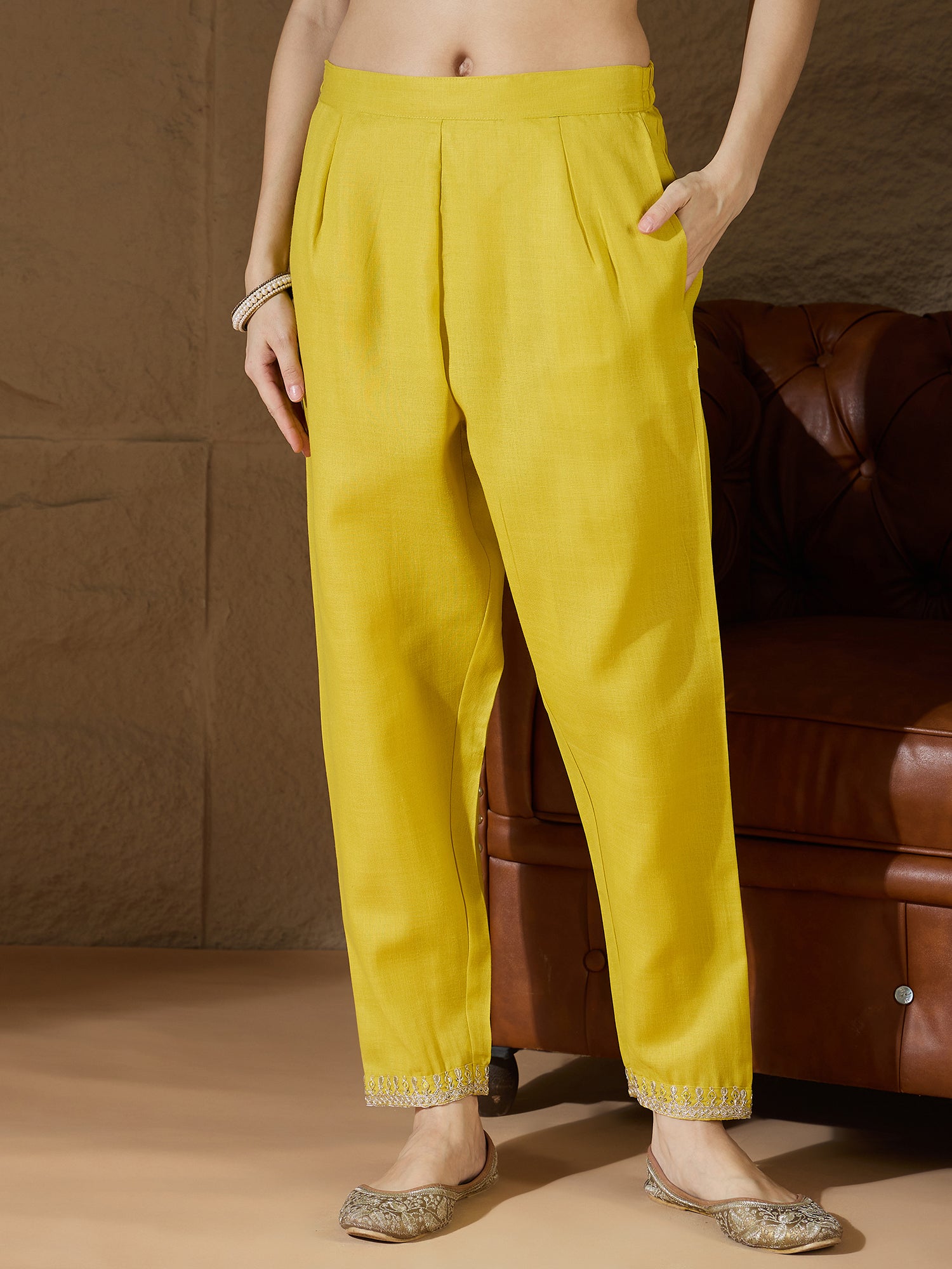 Nitya Women Kurta and Trousers Pant Sets Cotton Blend
