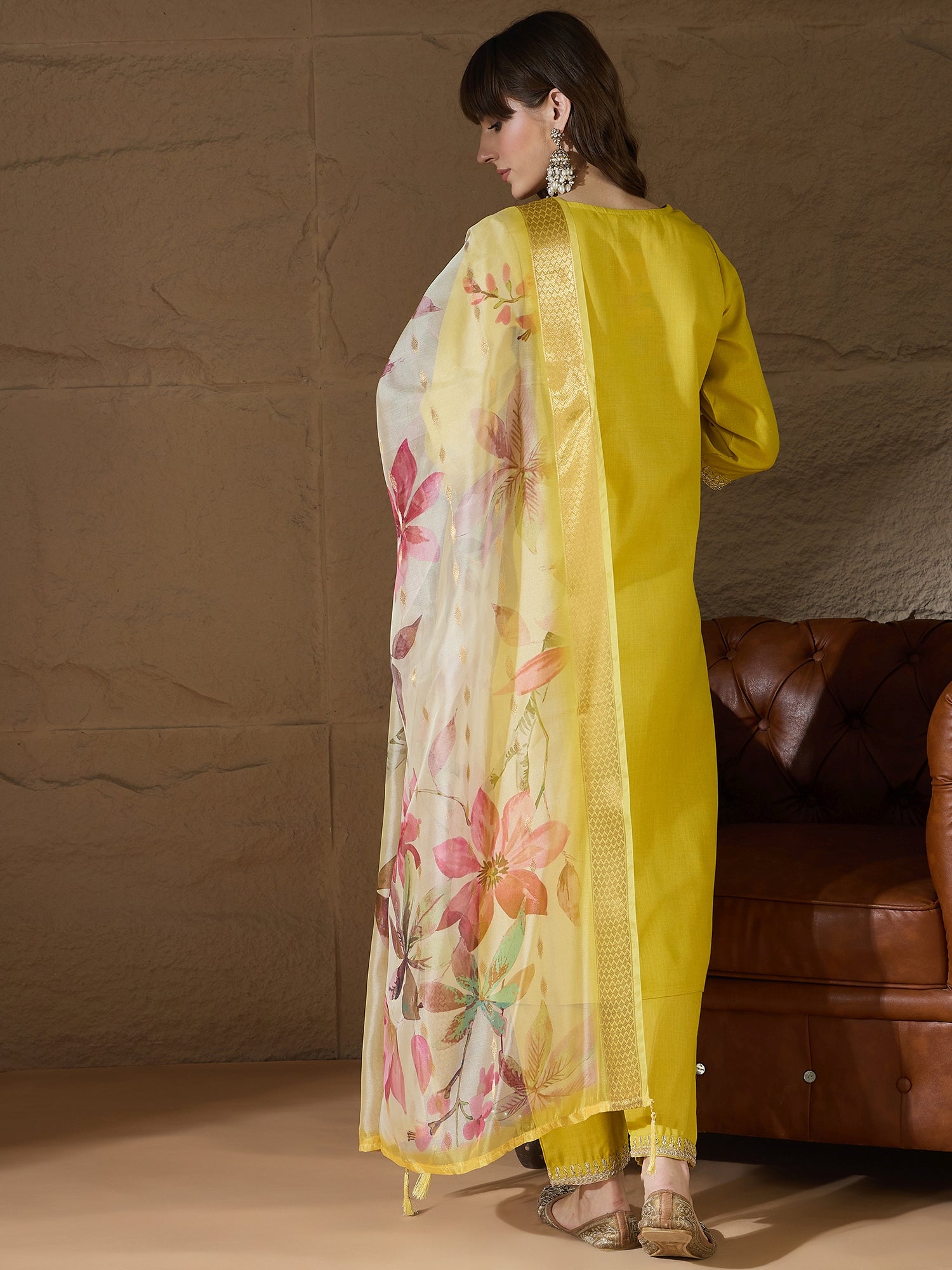 Nitya Women Kurta and Trousers Pant Sets Cotton Blend
