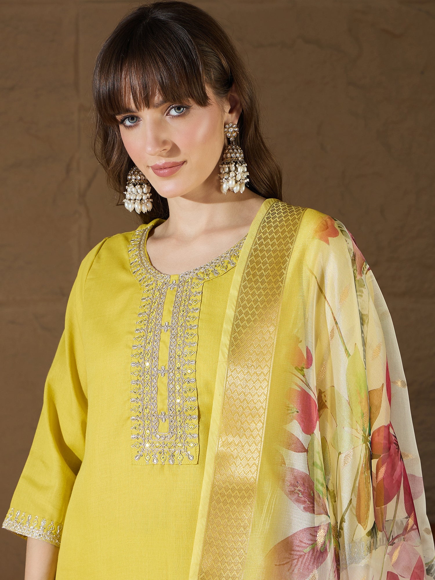 Nitya Women Kurta and Trousers Pant Sets Cotton Blend