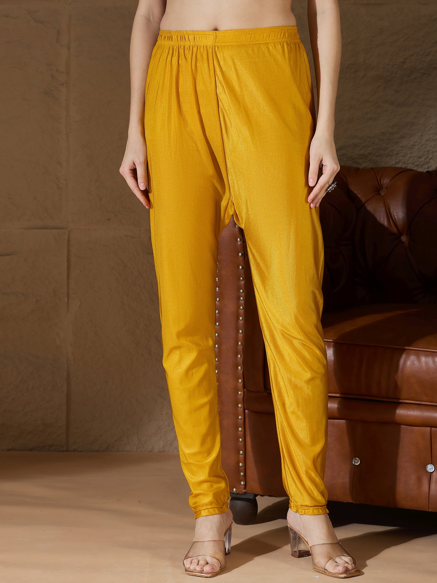 Neelangi yellow Women Kurta and Leggings Duppata Set Chanderi Modal Butti