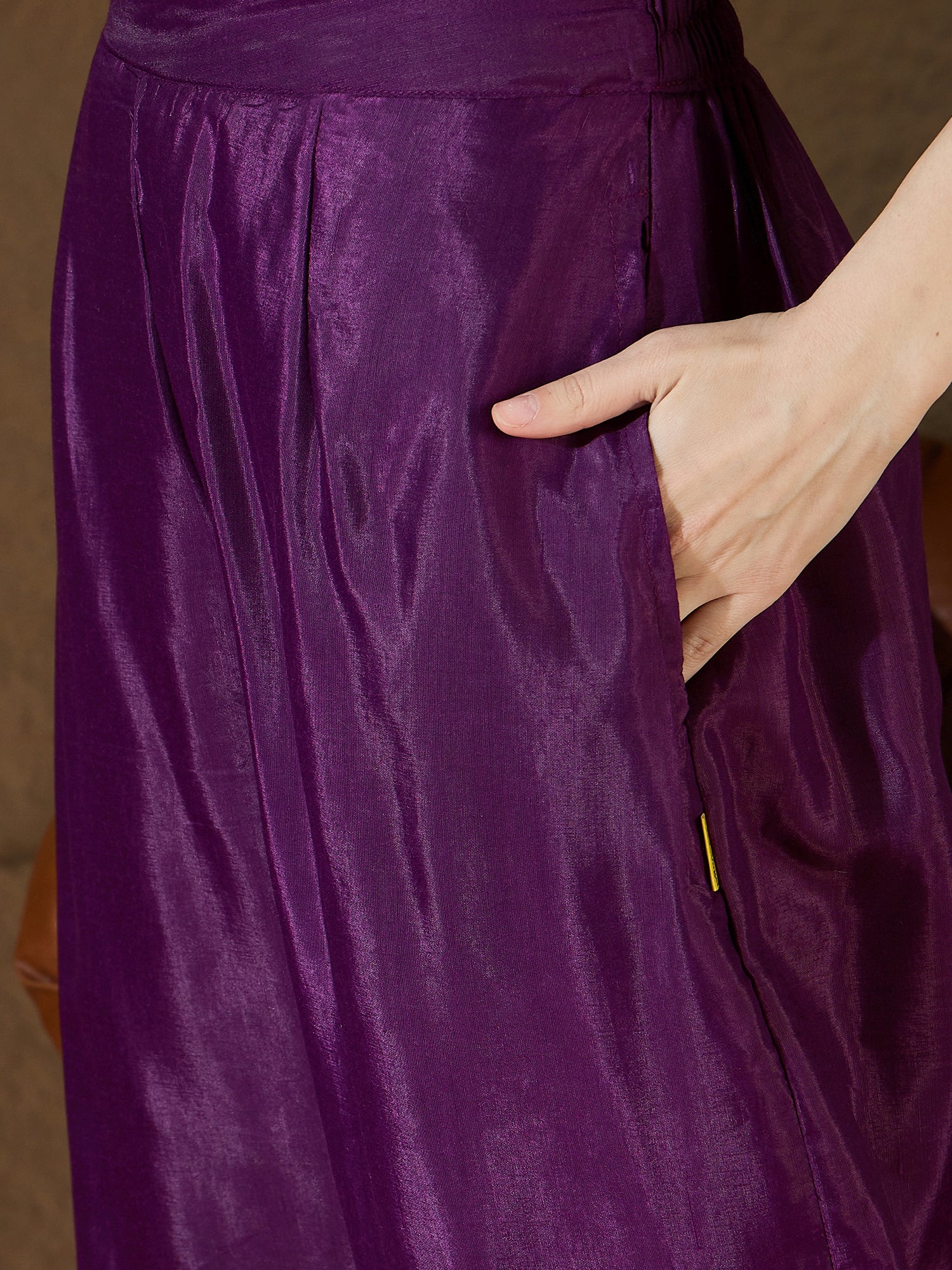 Zyra Purple Women Kurta and Pant Dupatta Sets Chanderi Silk Fabrics with Embroidery