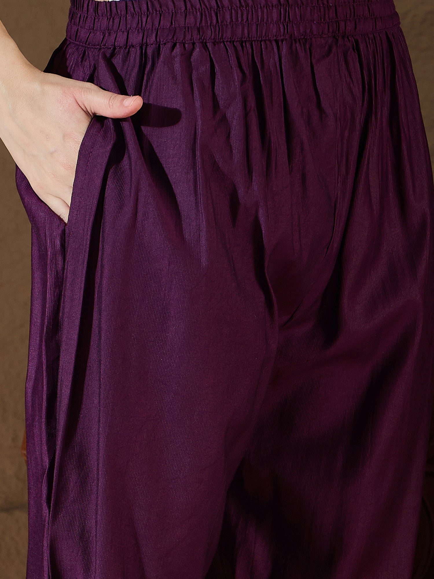 Kamakshi Charm Purple Yoke Design Silk Blend Straight Suit With Dupatta