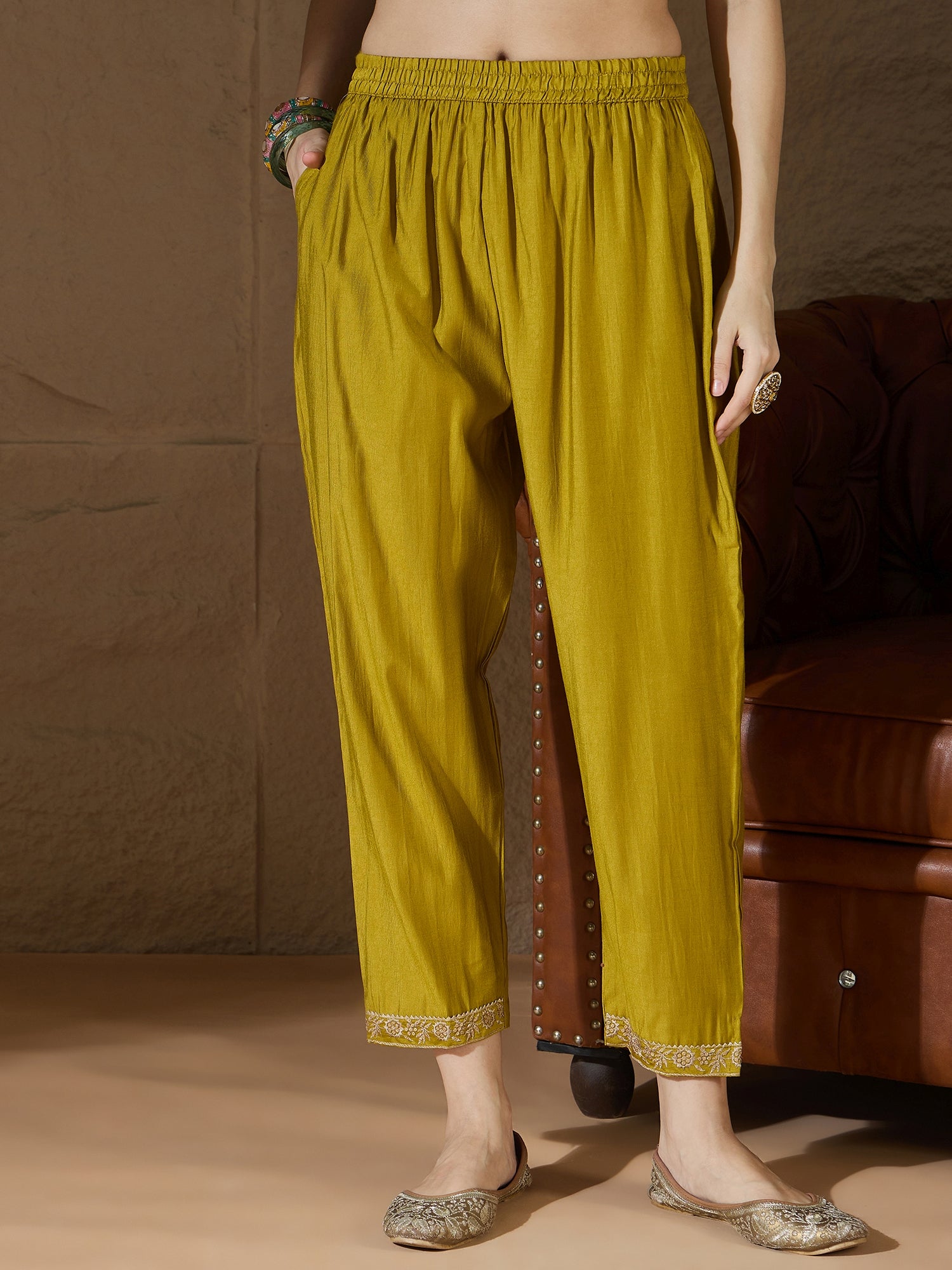 Prakruti  Charm Lemon Yoke Design Silk Blend Straight Suit With Dupatta