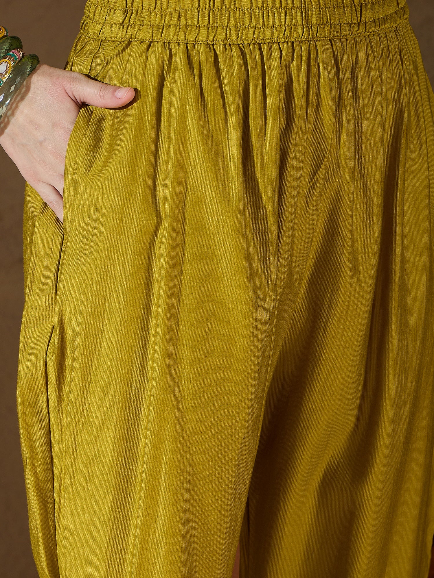 Prakruti  Charm Lemon Yoke Design Silk Blend Straight Suit With Dupatta