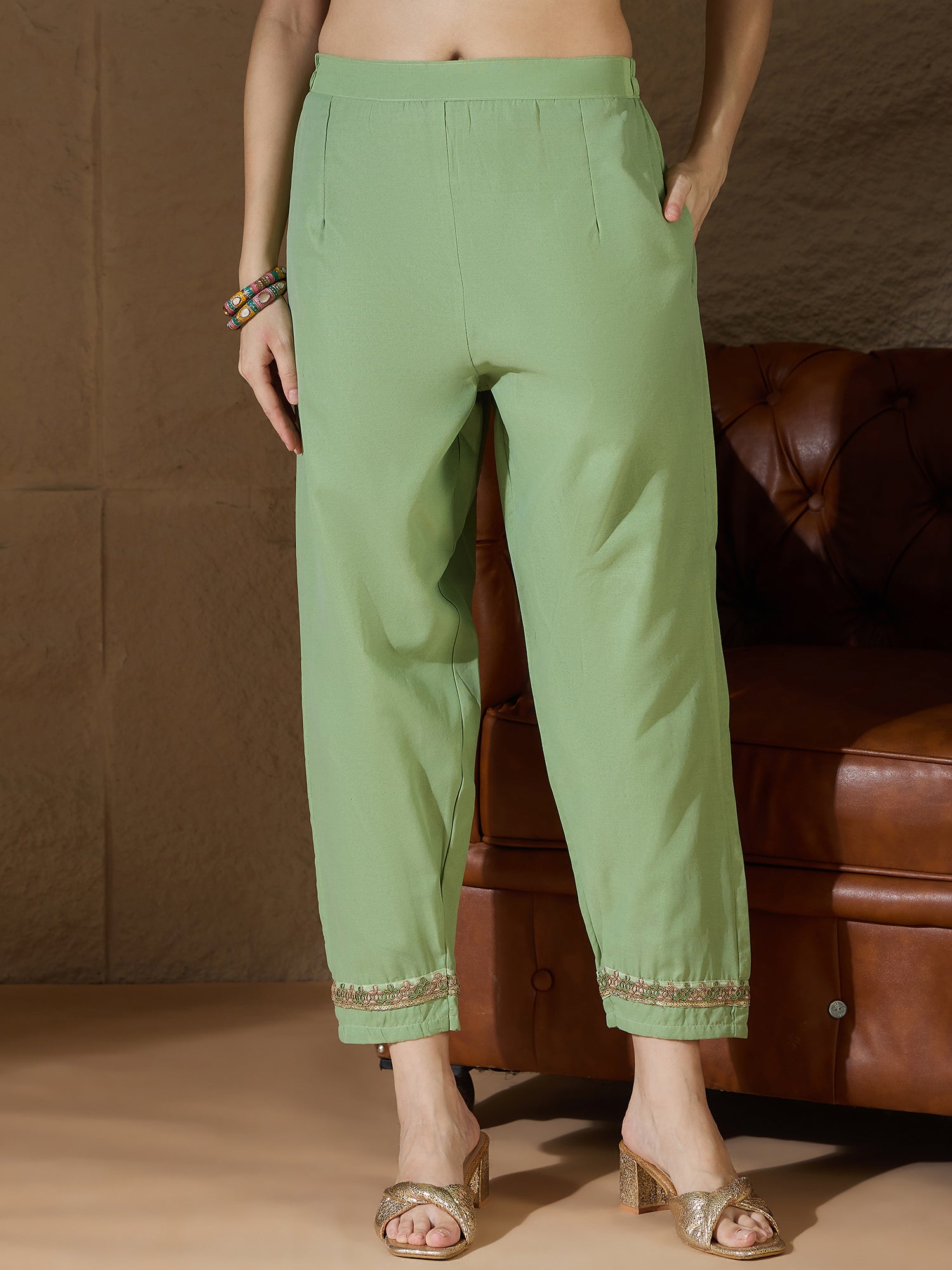 Ritu Women Kurta and Trouser Duppata Set With Embroidery Cotton Blend