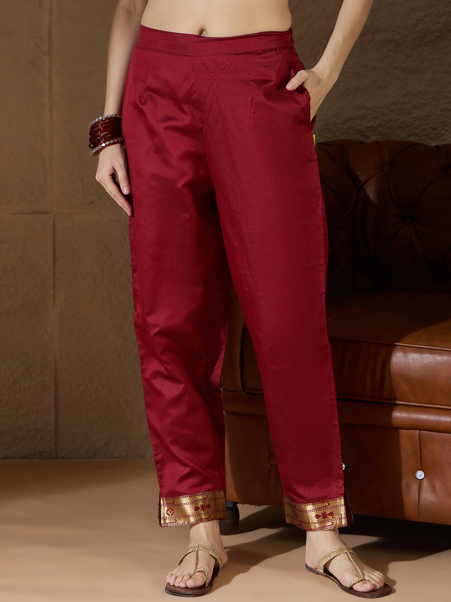 Sharvani Cotton Silk Maroon Jacquard Kurta Pant With Banarasi Silk dupatta