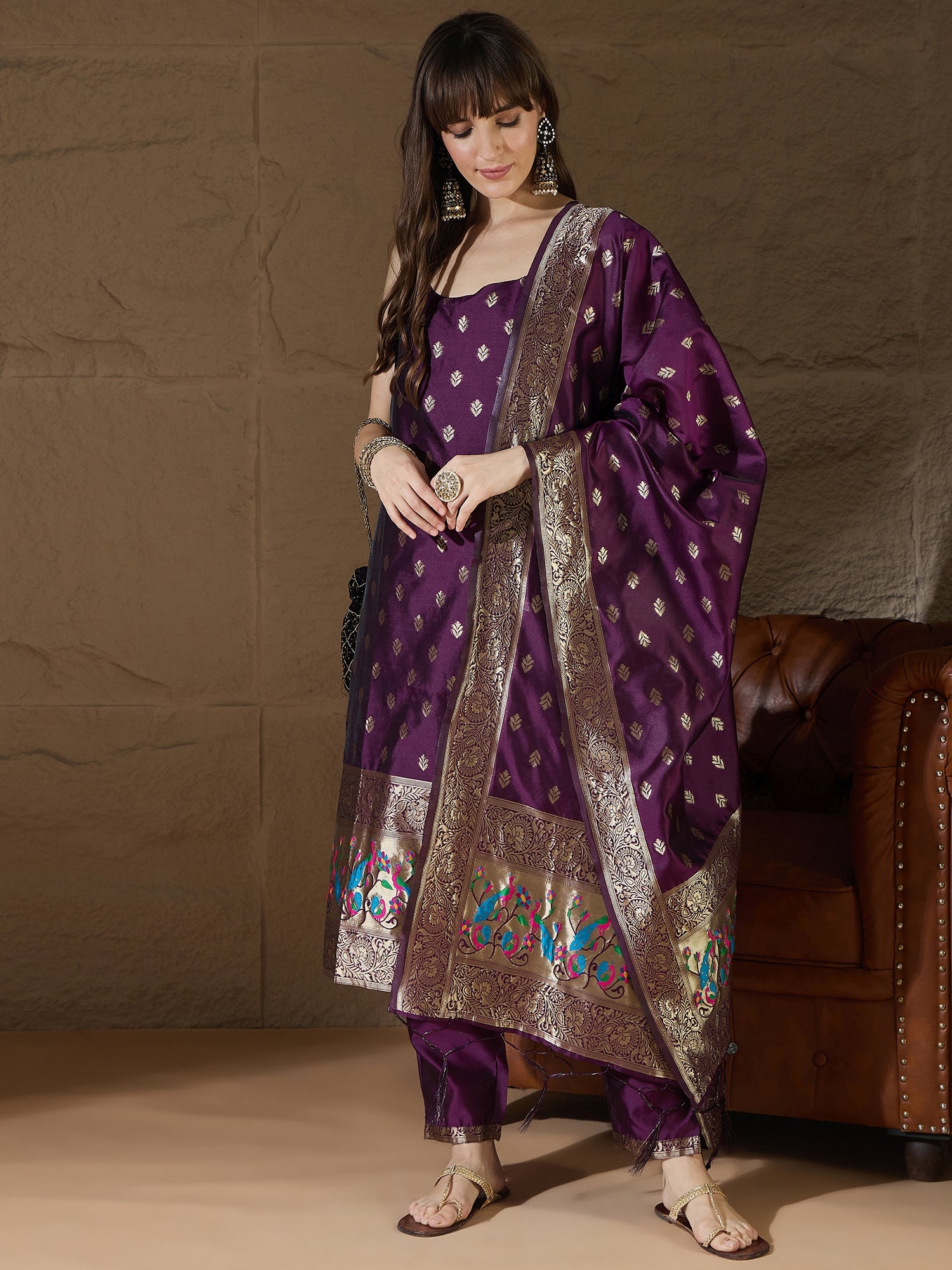 Aangan Ethnic Kurta with Trousers & Dupatta Set