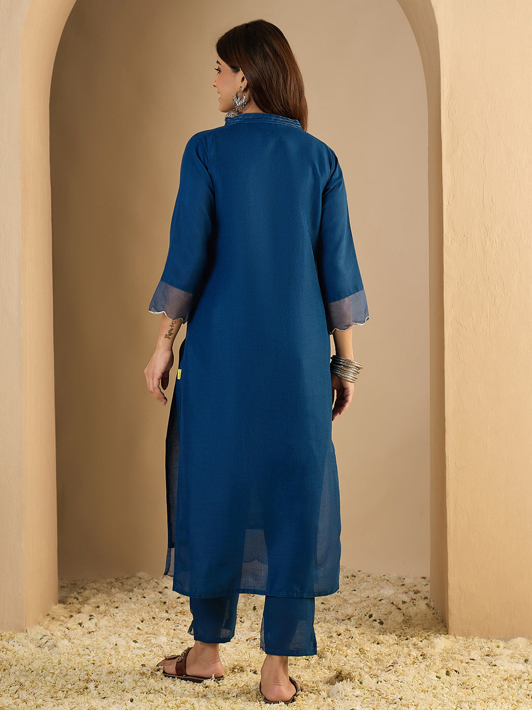 Riwaayat N-blue Women Cotton Blend Kurta Pant Set